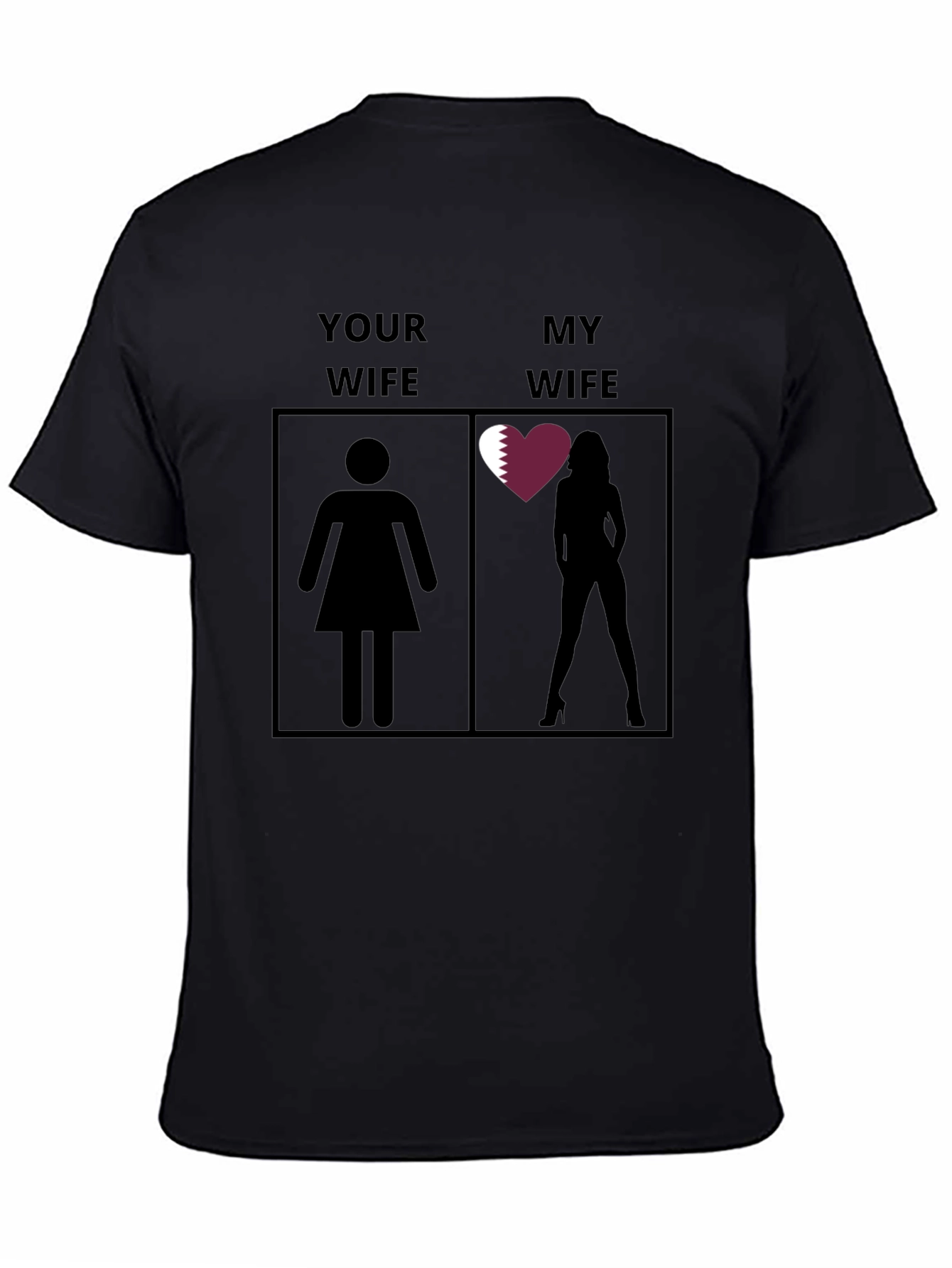 Black Funny "My Wife" Qatar T-Shirt view 4