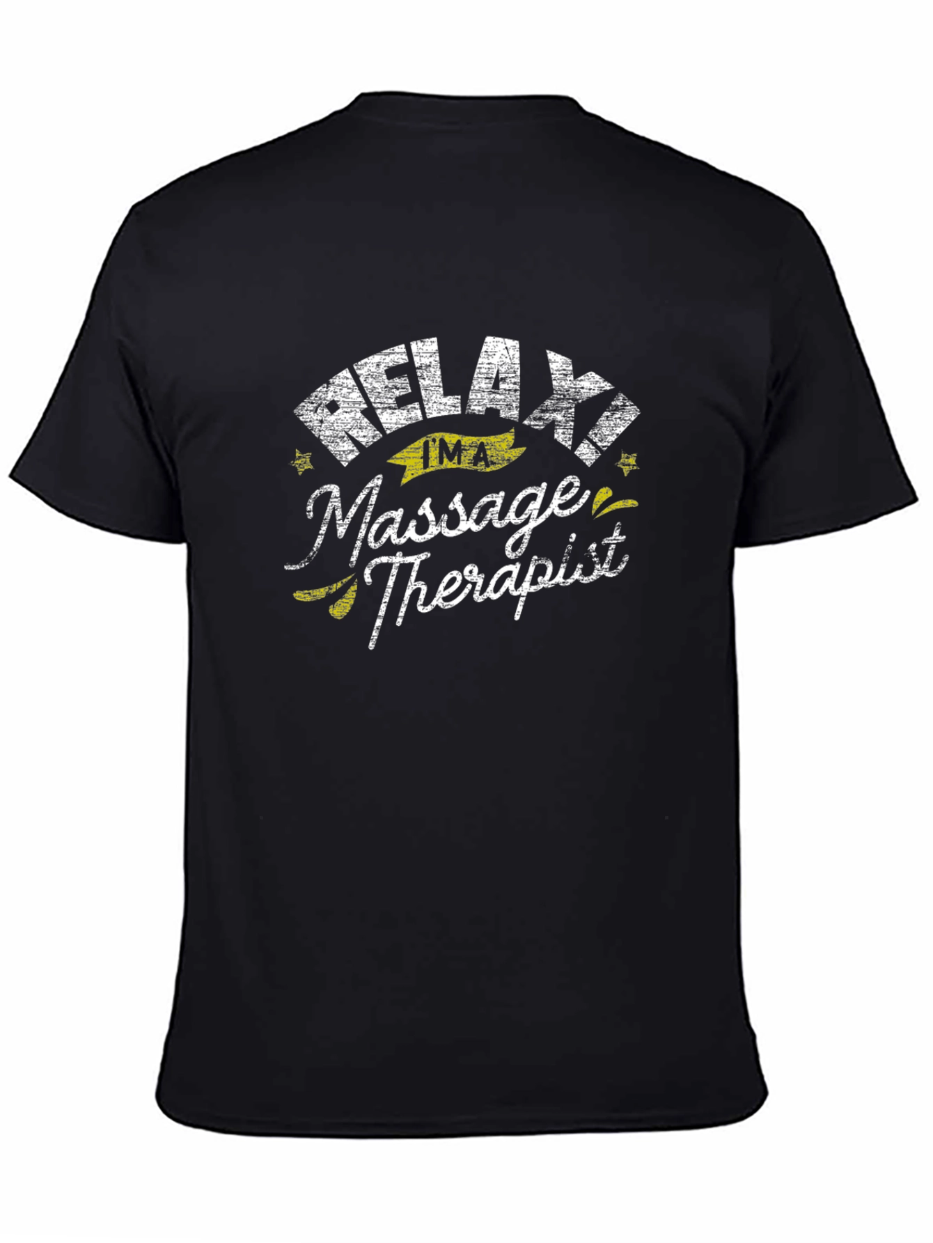 Black Relax I'm A Massage Therapist Black T-Shirt view 4