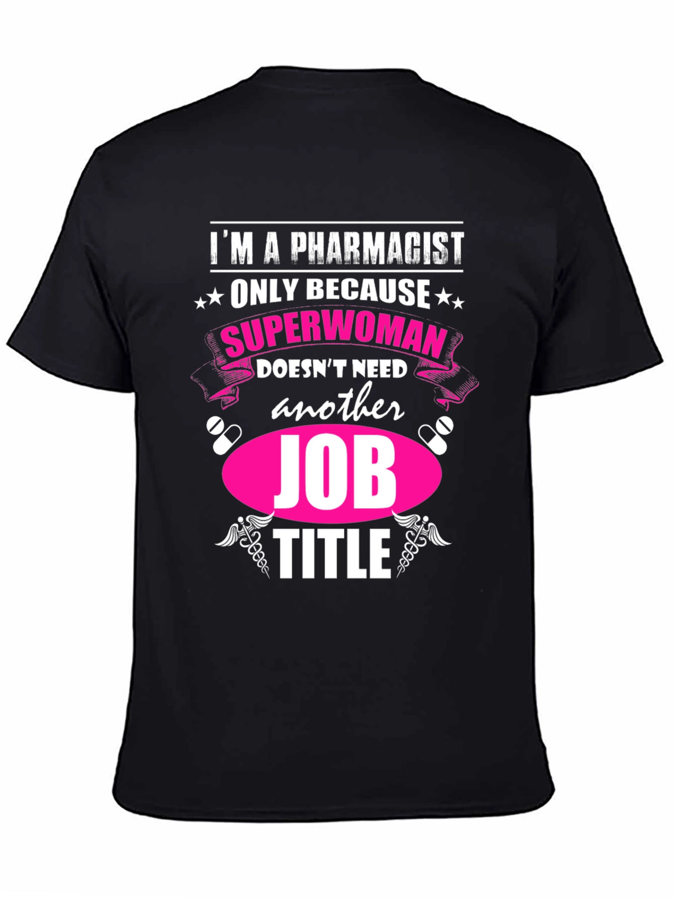 Black Pharmacist Superwoman T-Shirt - Funny Job Title Tee view 4