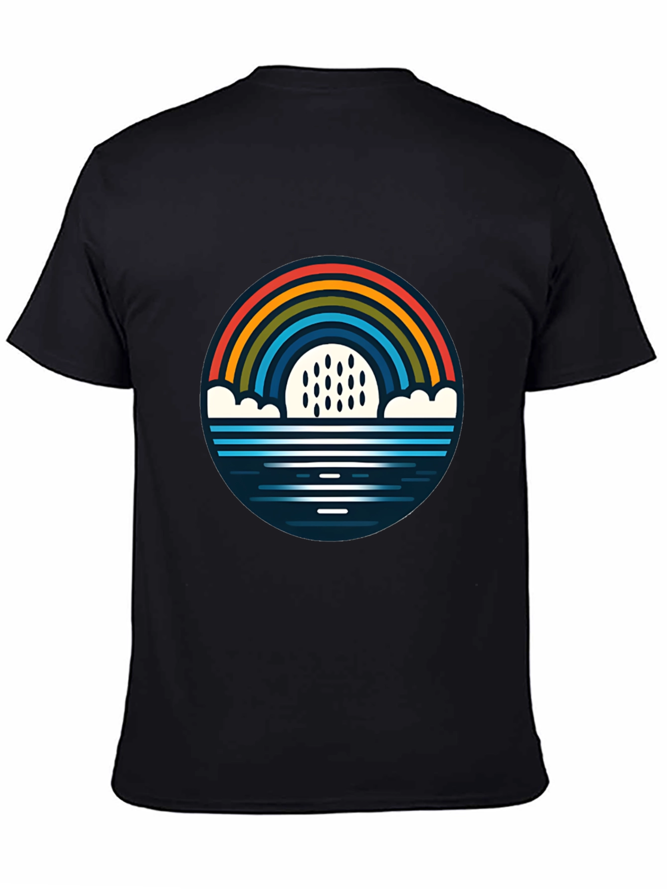 Black Rainbow & Rain Graphic Black T-Shirt view 4