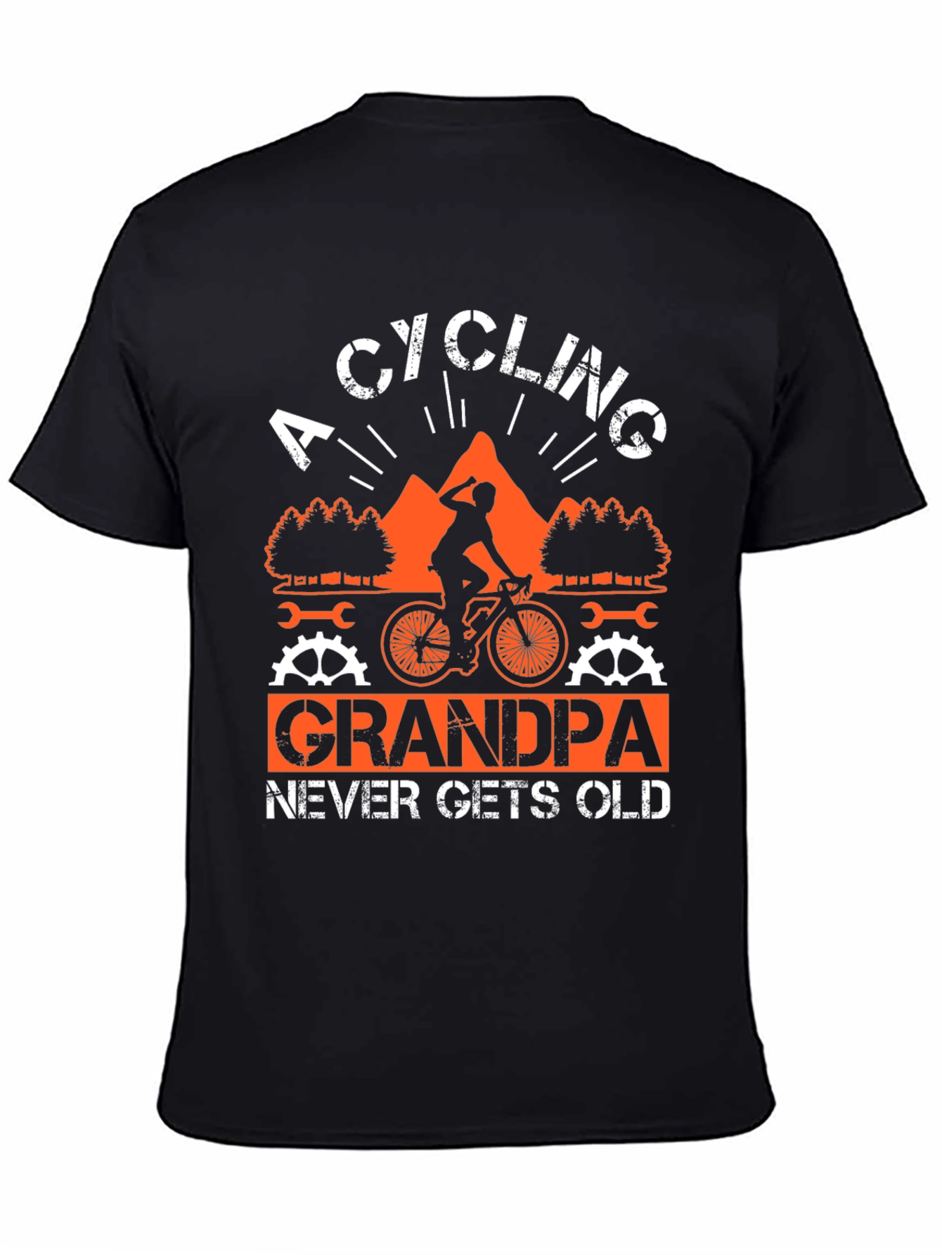 Black Cycling Grandpa T-Shirt - Never Gets Old view 4