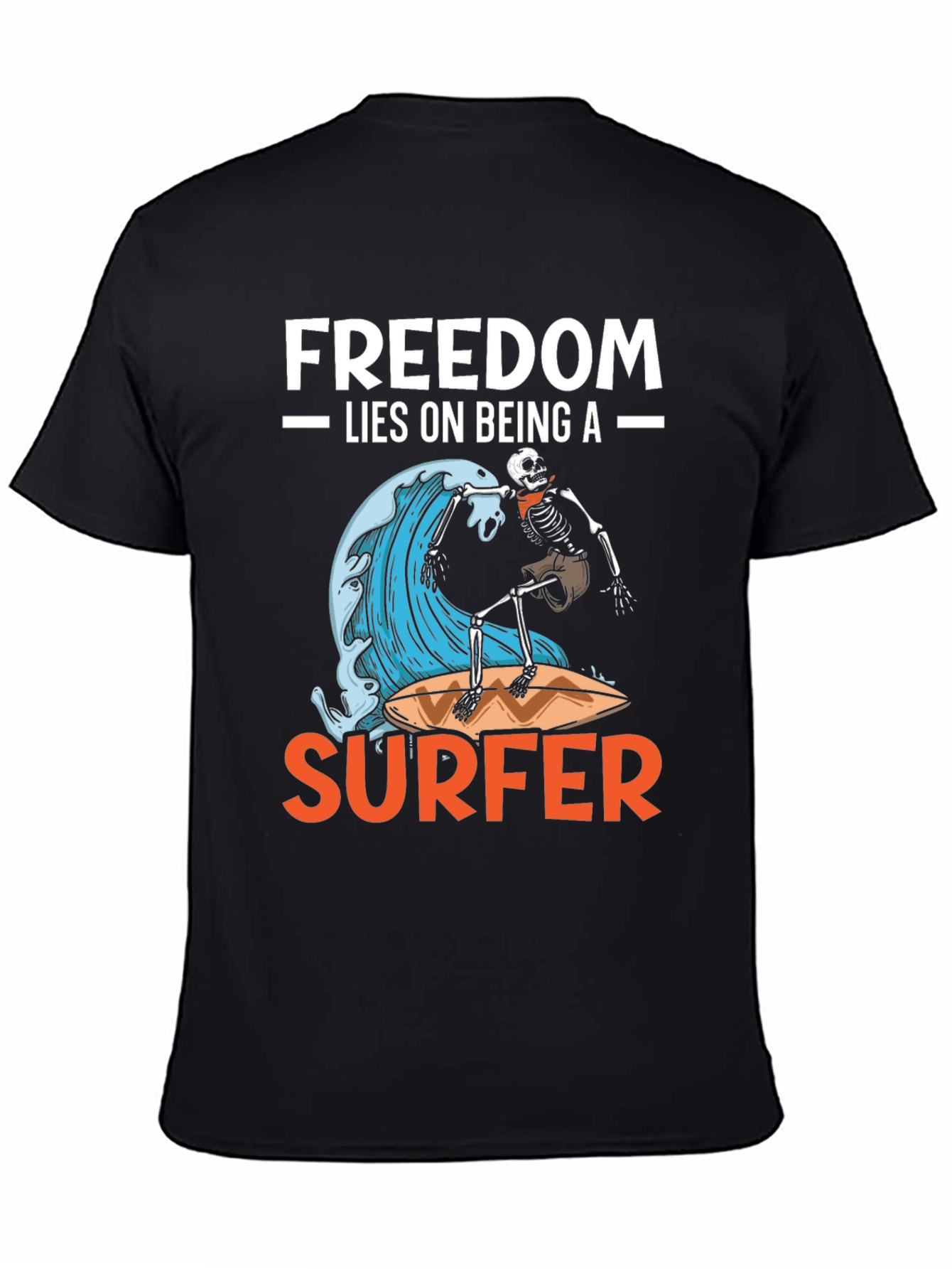 Black Freedom Surfer Graphic Tee - Ride the Wave! view 4