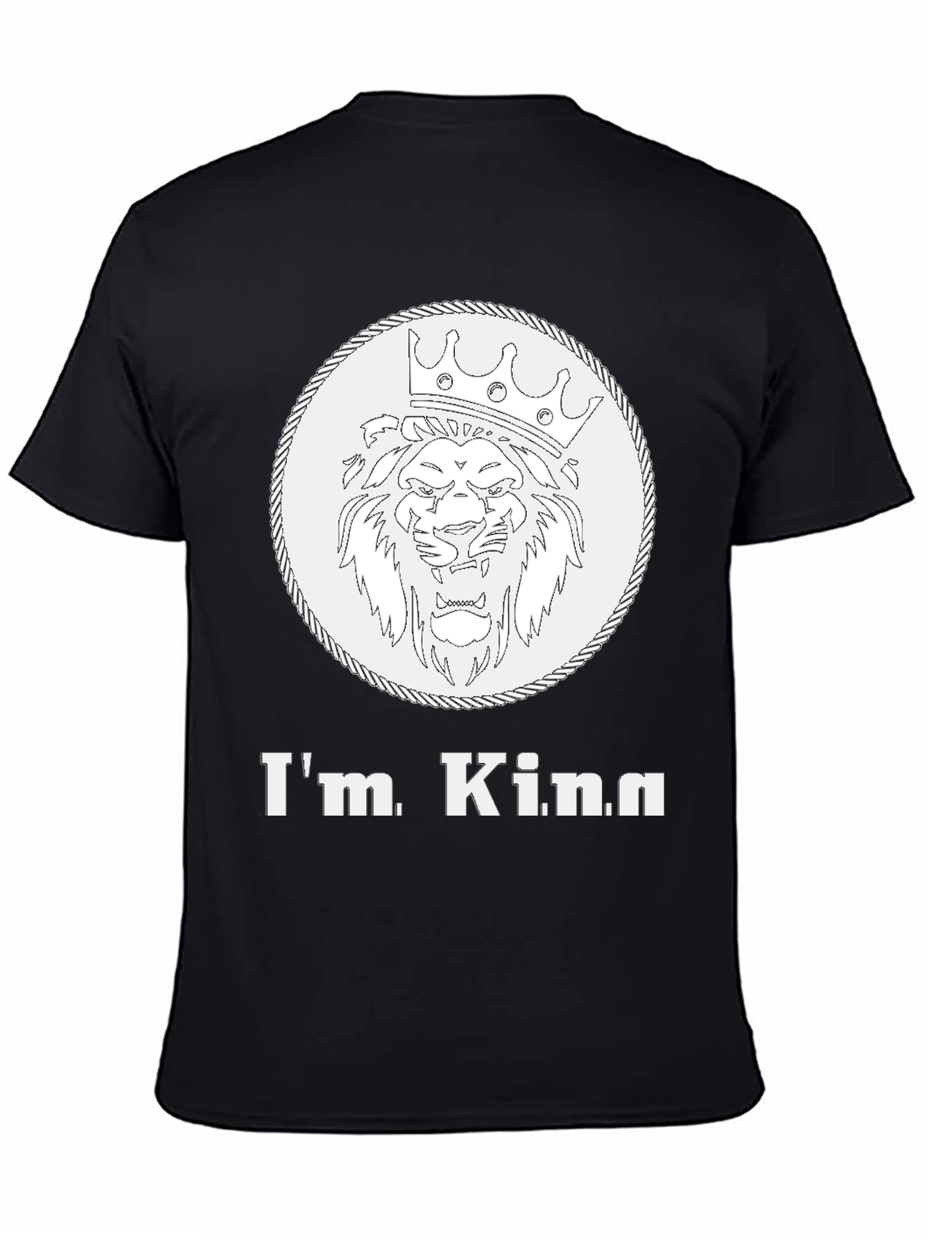 Black I'm King Graphic Tee - Lion Crown Design, Mens Black T-Shirt view 4