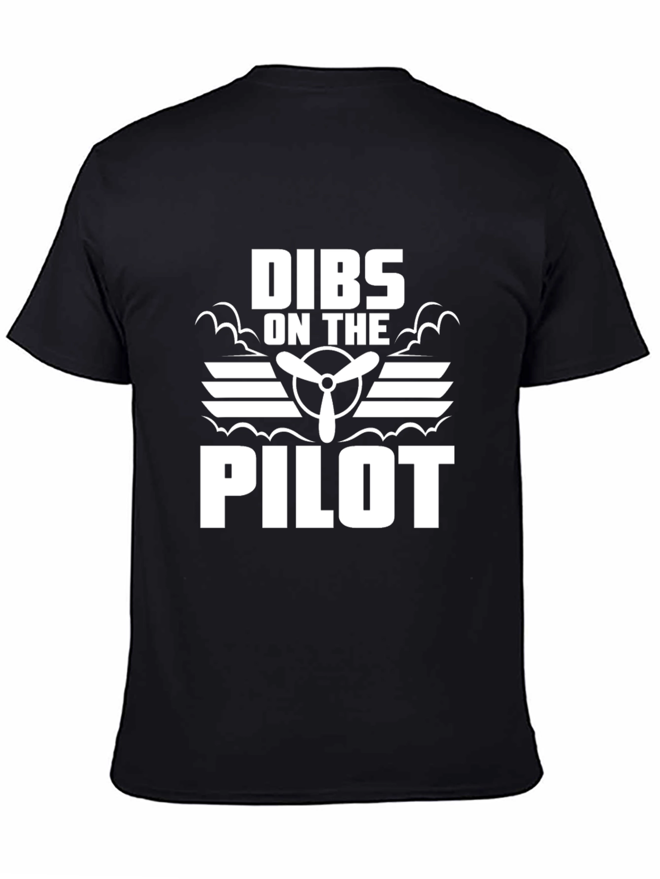 Black Dibs on the Pilot Graphic Tee - Aviation Humor Shirt view 4