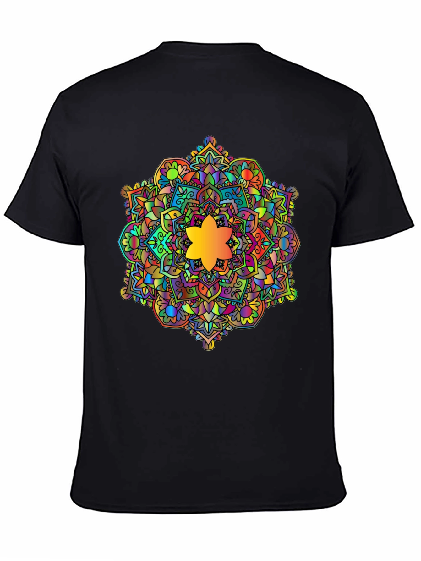Black Vibrant Mandala Graphic Black T-Shirt view 4