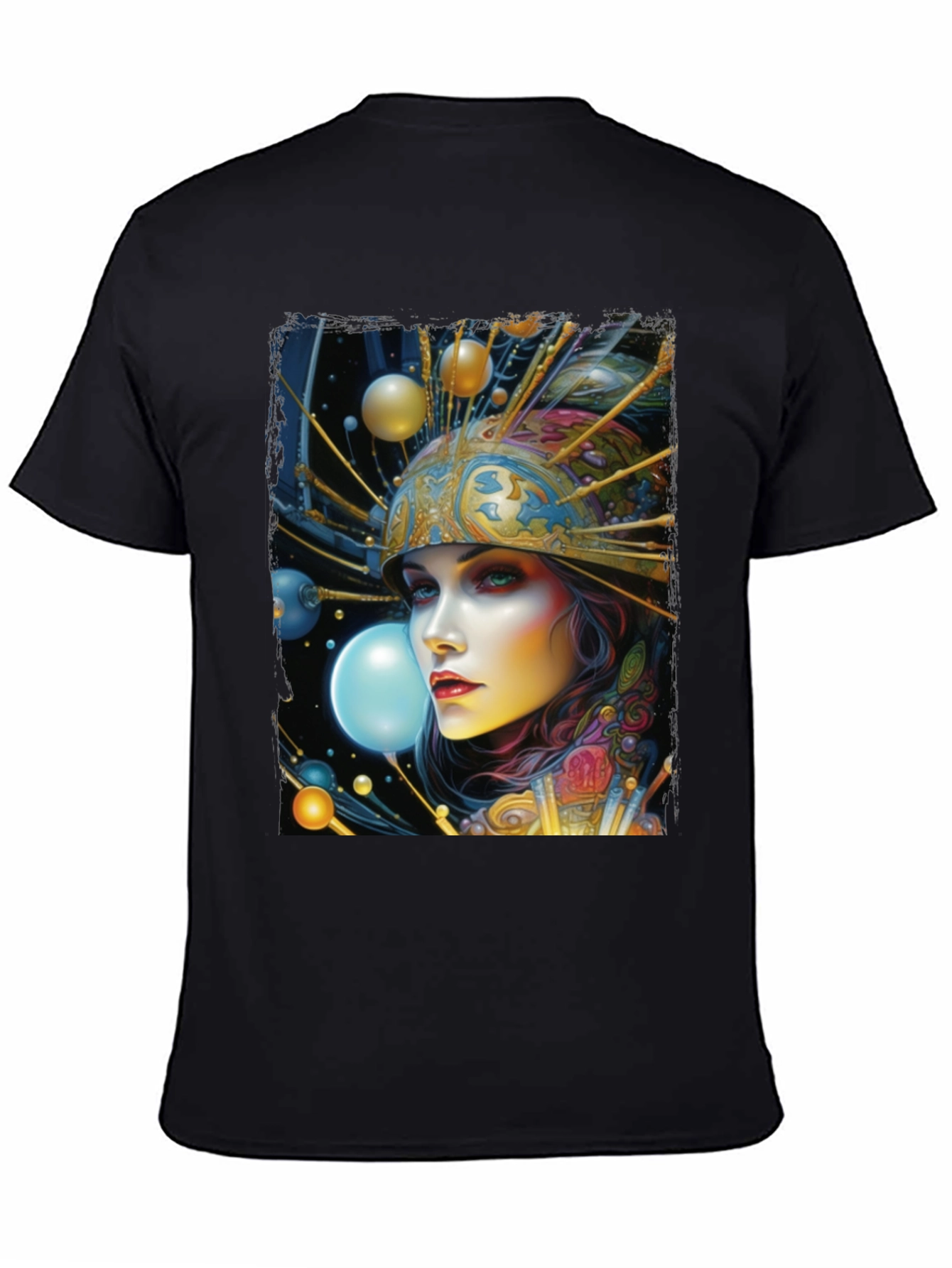Black Surreal Woman Graphic Tee - Black view 4