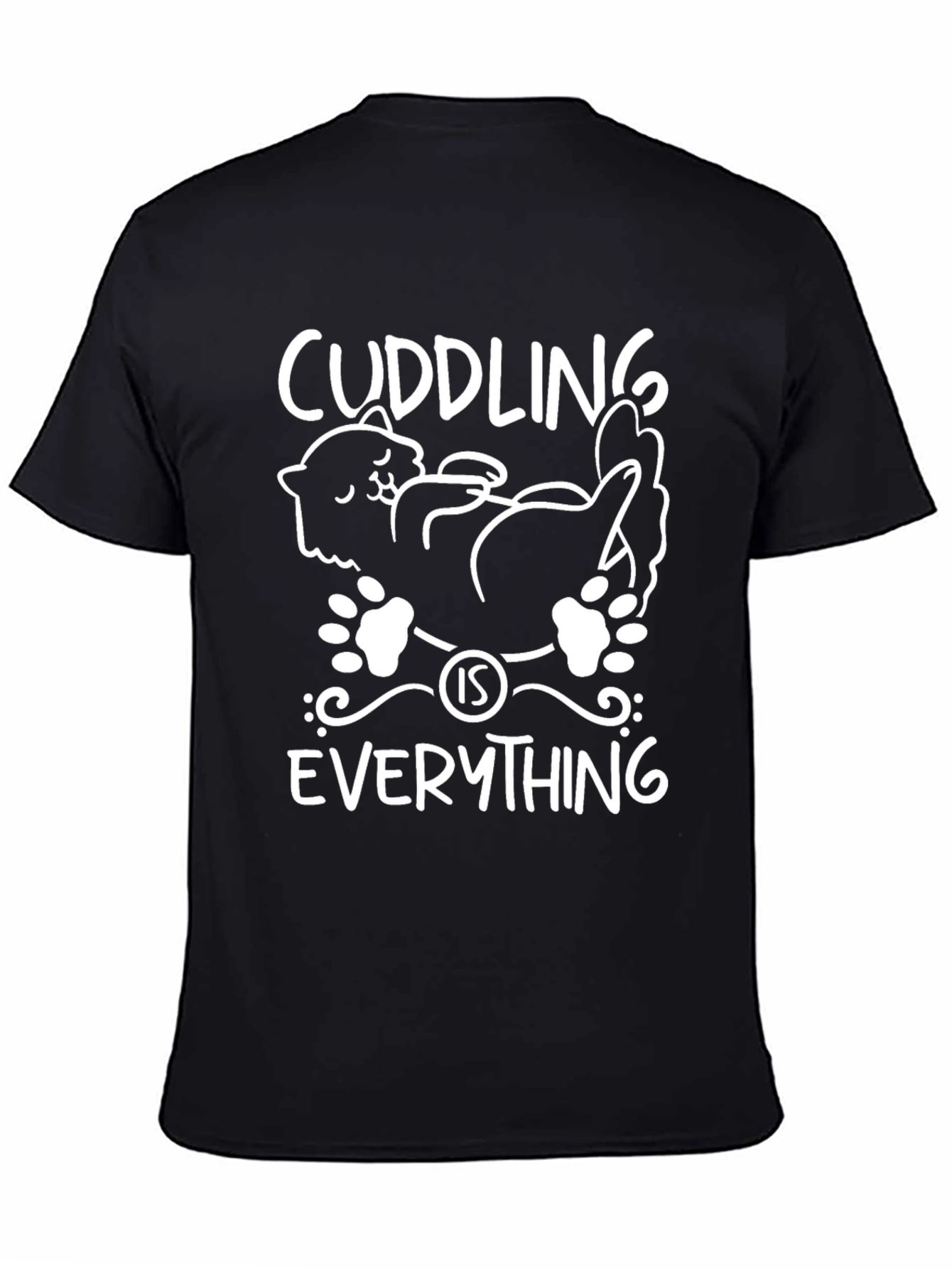 Black Cuddling is Everything Cat Graphic Tee - Black view 4