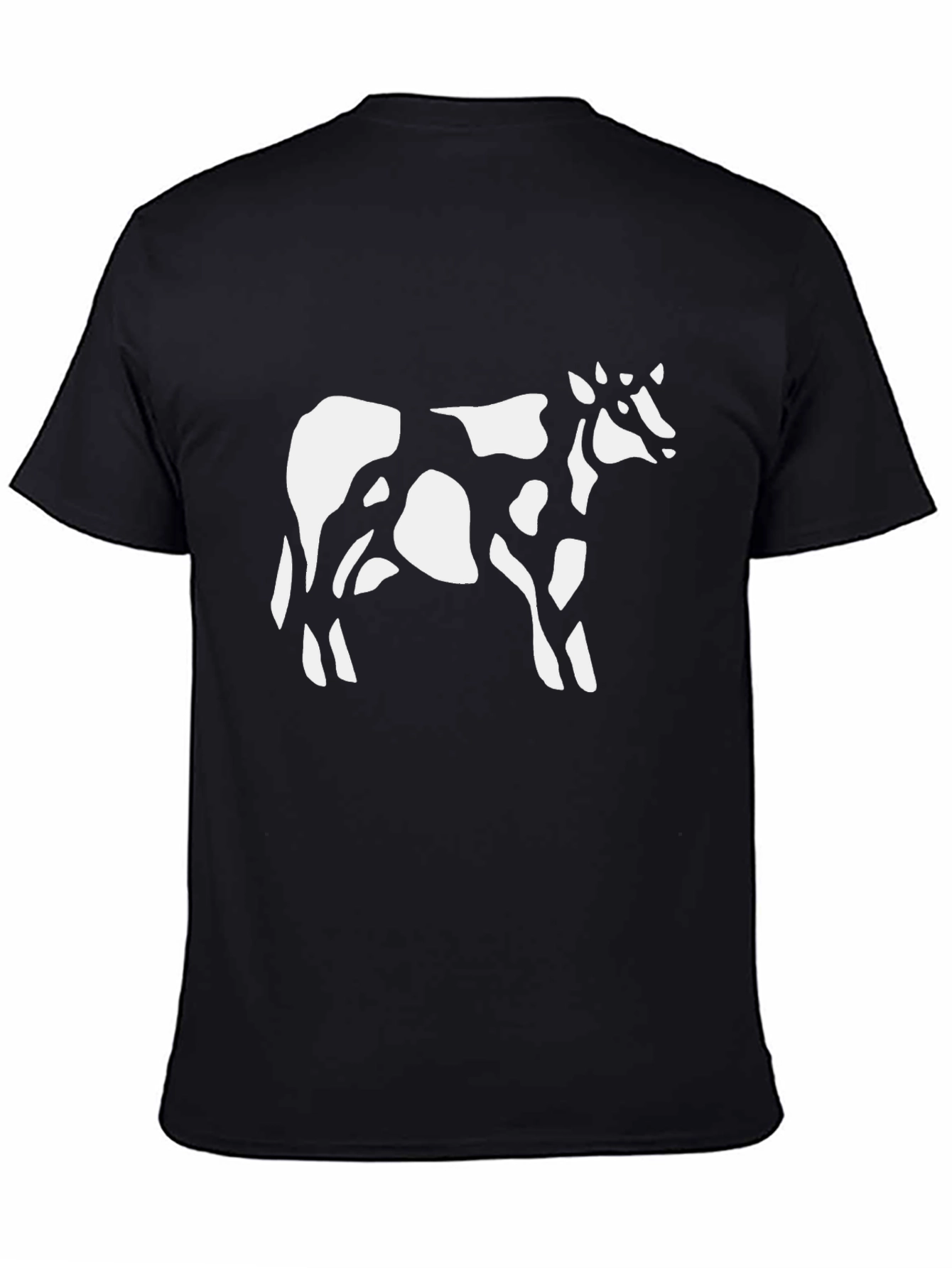 Black Cow Print Black T-Shirt view 4