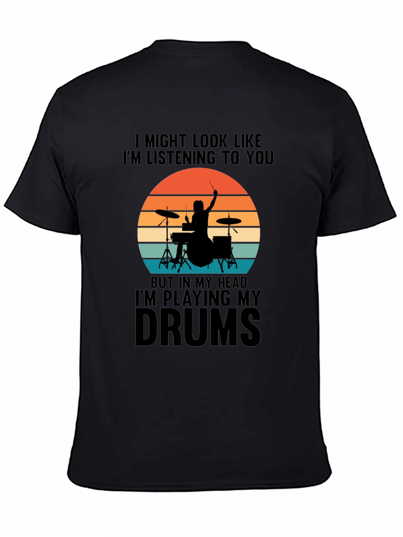 Black Drummer Graphic Tee - "I'm Playing My Drums" view 4