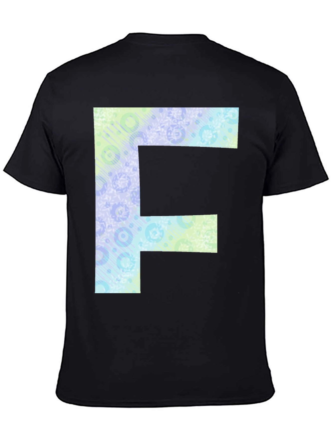 Black Letter F Patterned Tee - Black Cotton Casual Shirt view 4
