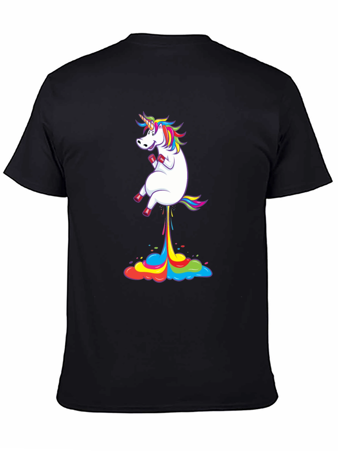 Black Unicorn Rainbow Fart T-Shirt Funny Novelty Tee view 4