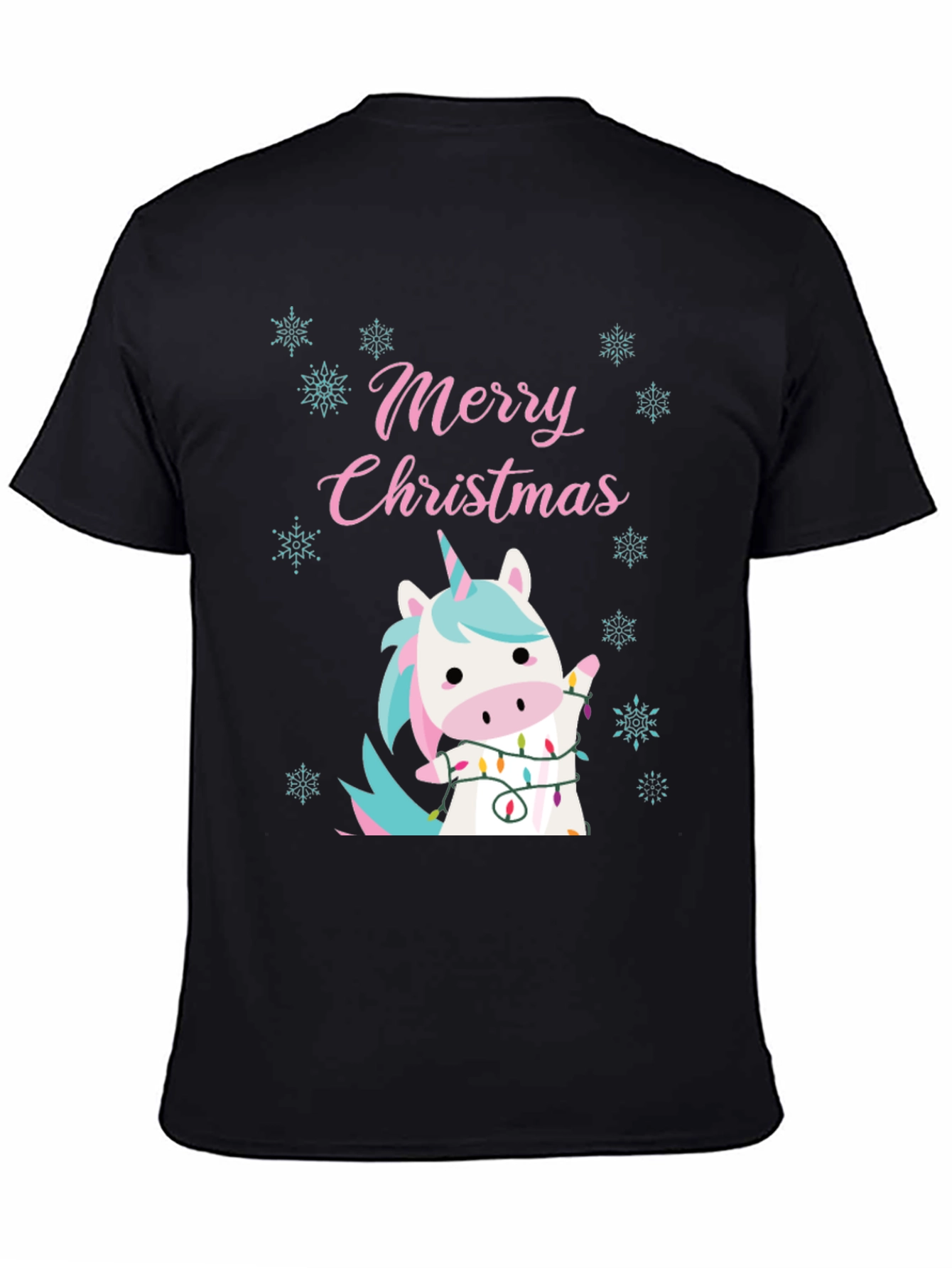 Black Merry Christmas Unicorn Tee view 4
