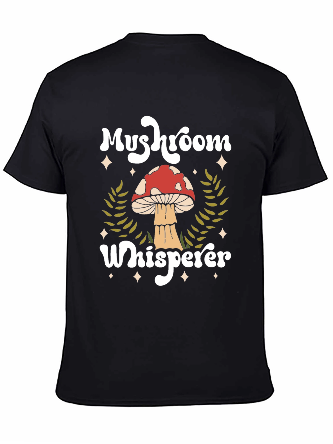 Black Mushroom Whisperer Graphic Tee - Nature Lover Shirt view 4