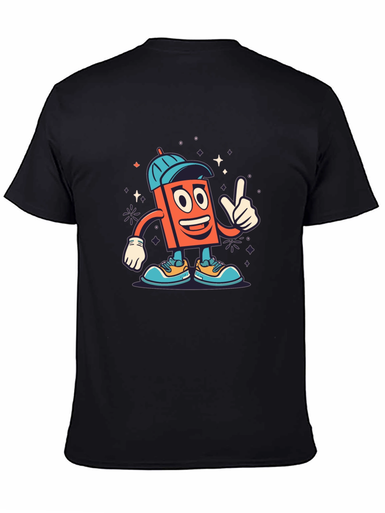 Black Cartoon Character Black T-Shirt view 4