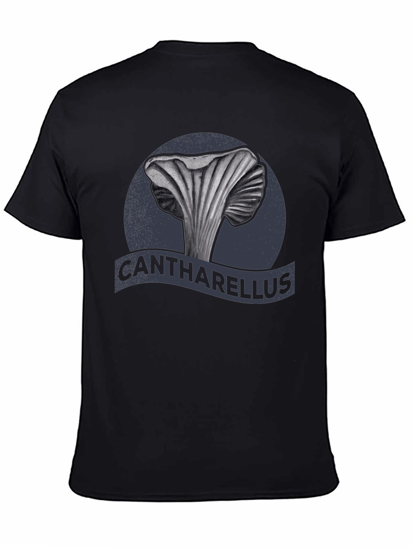 Black Cantharellus Mushroom Graphic Tee view 4