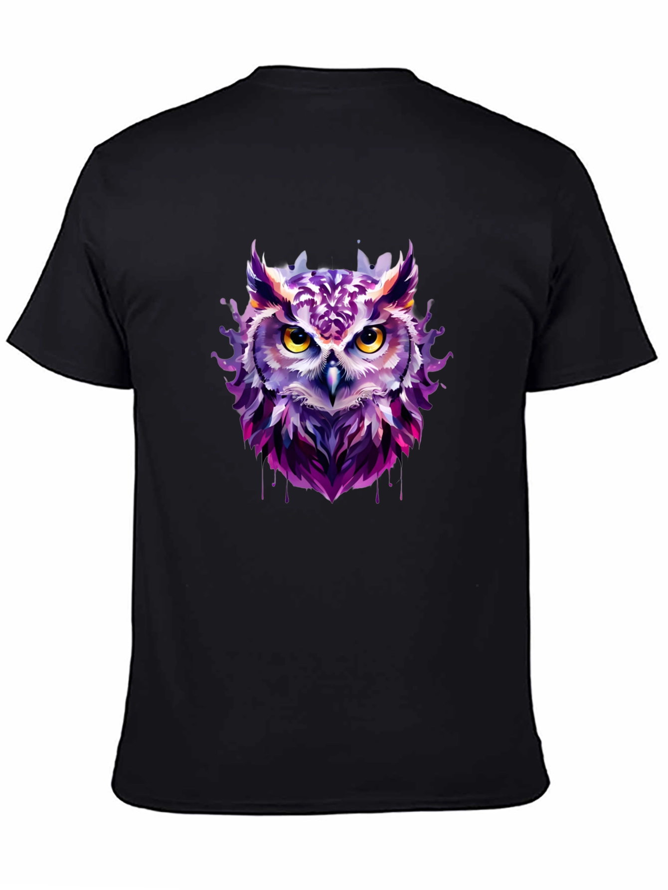 Black Artistic Owl Graphic Tee - Unique Design view 4