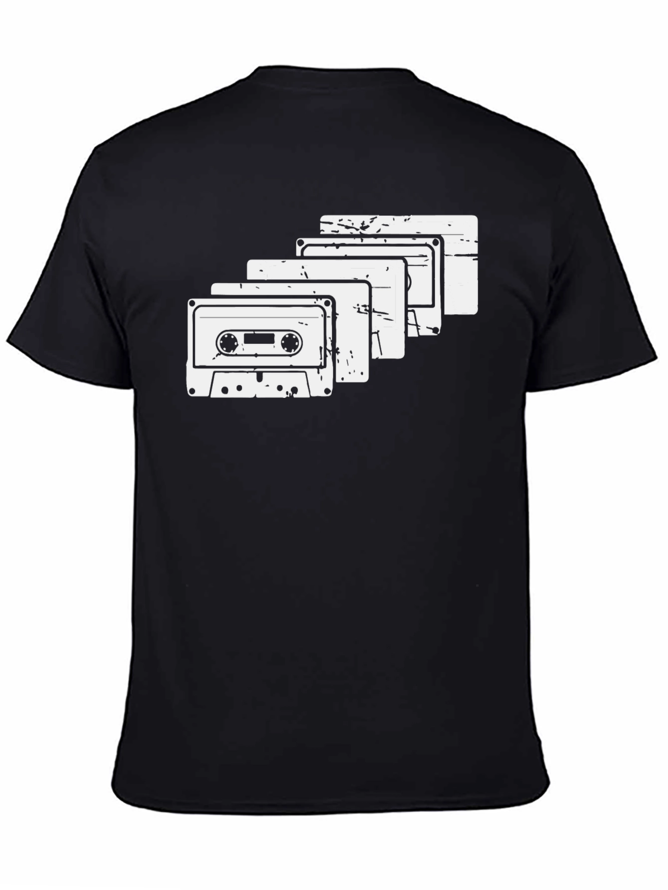 Black Retro Cassette Tape Graphic Tee - Black Cotton T-Shirt view 4