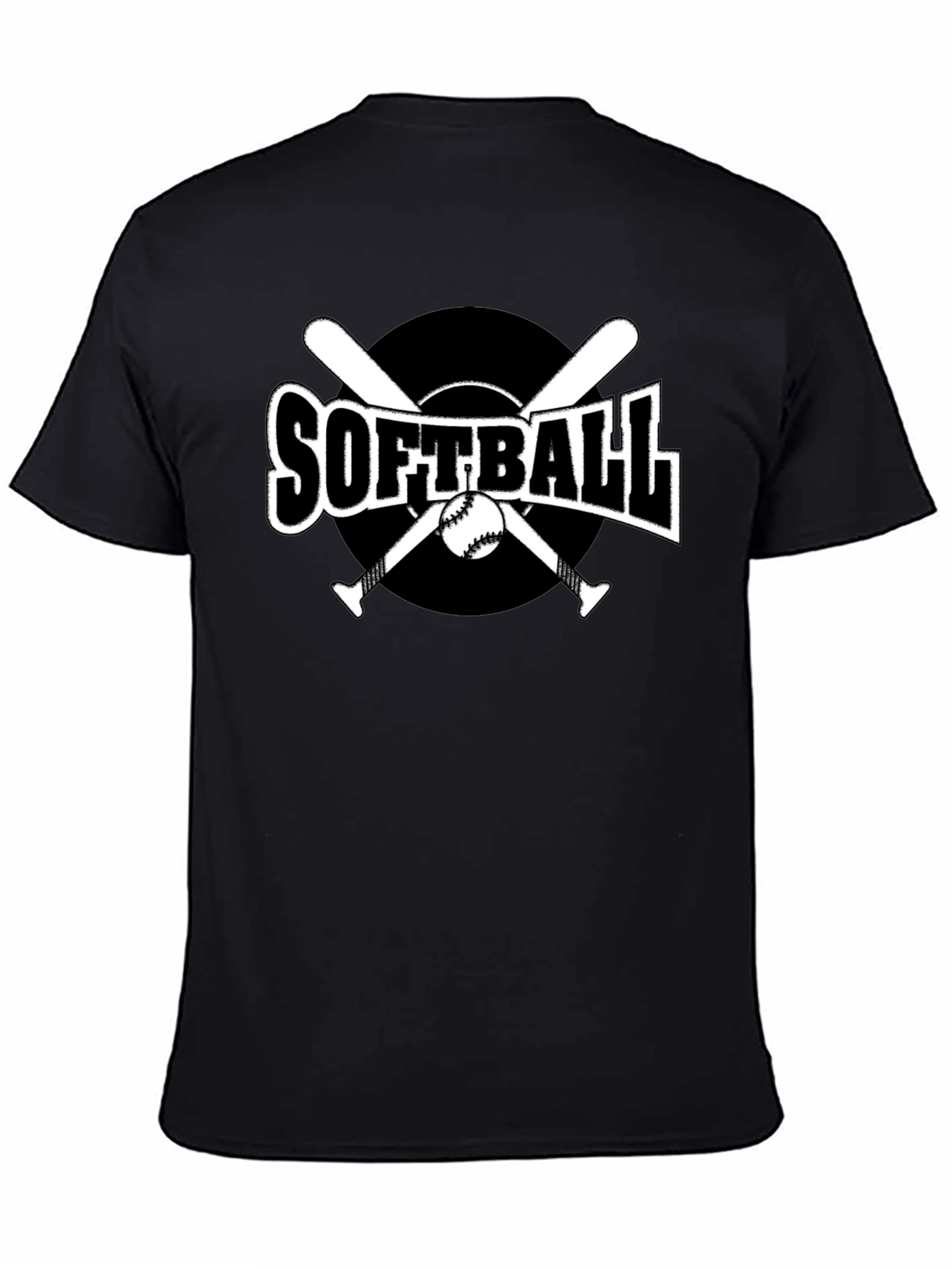 Black Softball Graphic Tee - Black Cotton Casual Shirt view 4