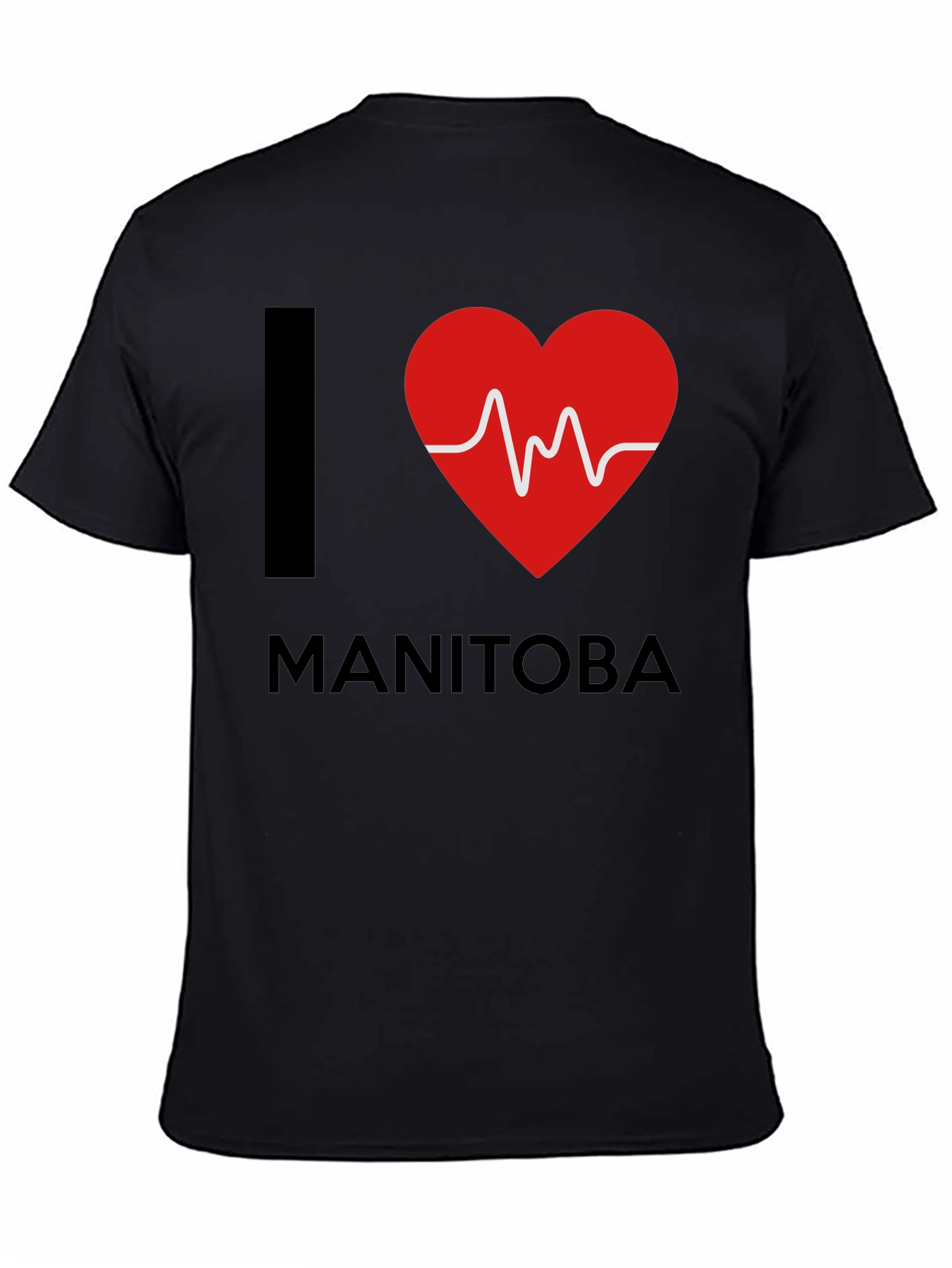Black I Heart Manitoba T-Shirt - Black Crew Neck Tee view 4