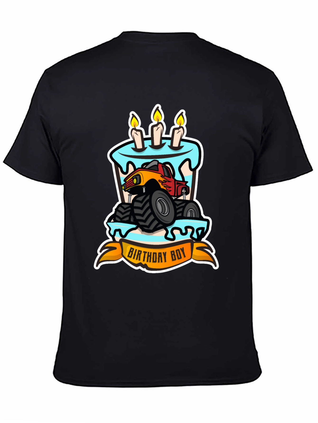 Black Birthday Boy Monster Truck T-Shirt view 4
