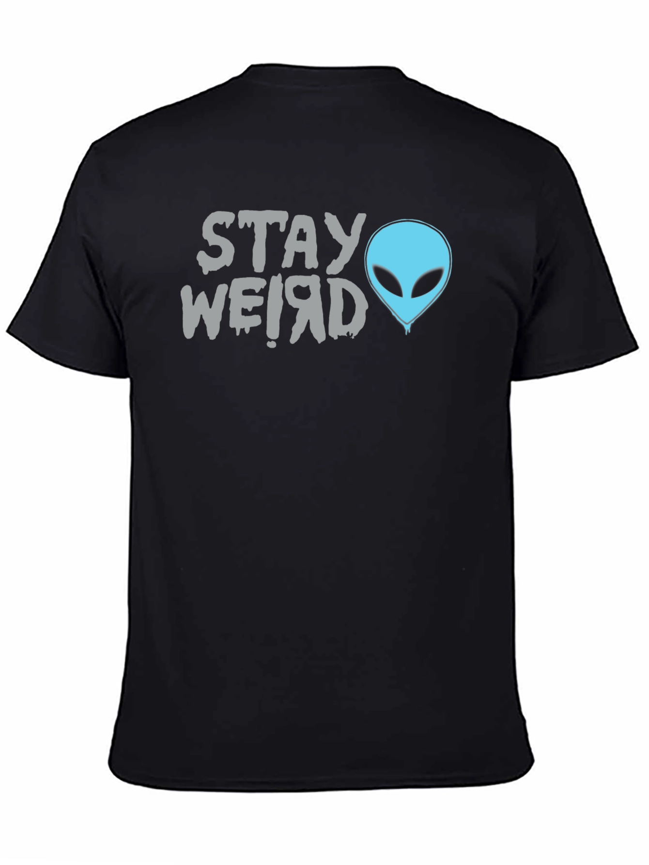 Black Stay Weird Alien Graphic Tee - Black Cotton T-Shirt view 4