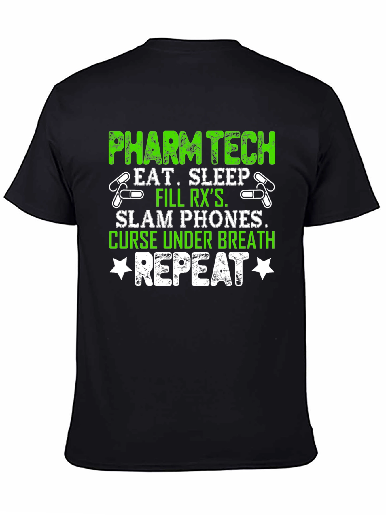 Black Pharm Tech Eat Sleep T-Shirt view 4