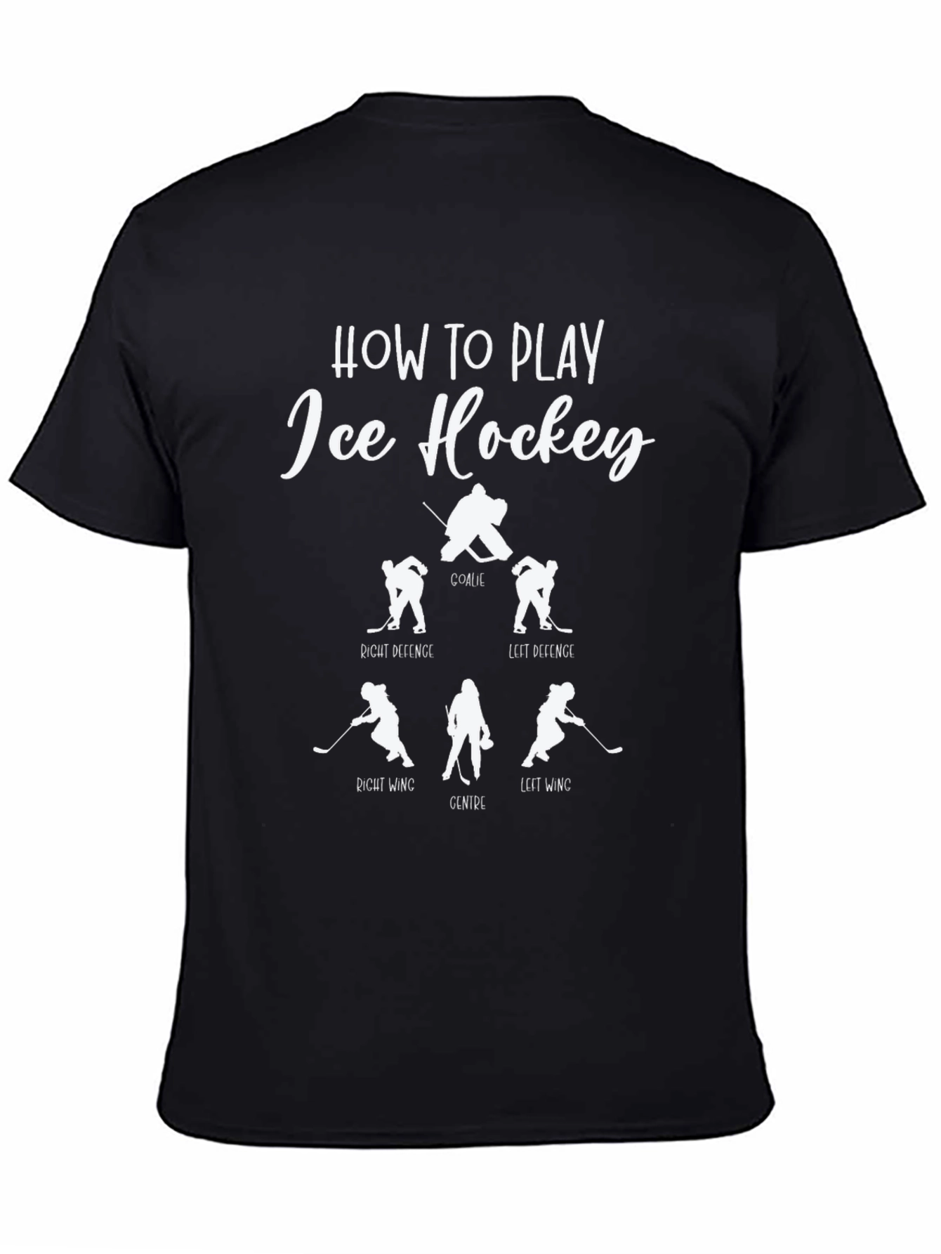 Black How to Play Ice Hockey Graphic T-Shirt view 4