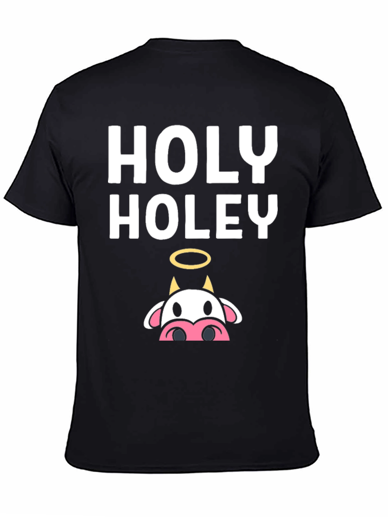 Black Holy Holey Cow Graphic Tee - Black Casual T-Shirt view 4