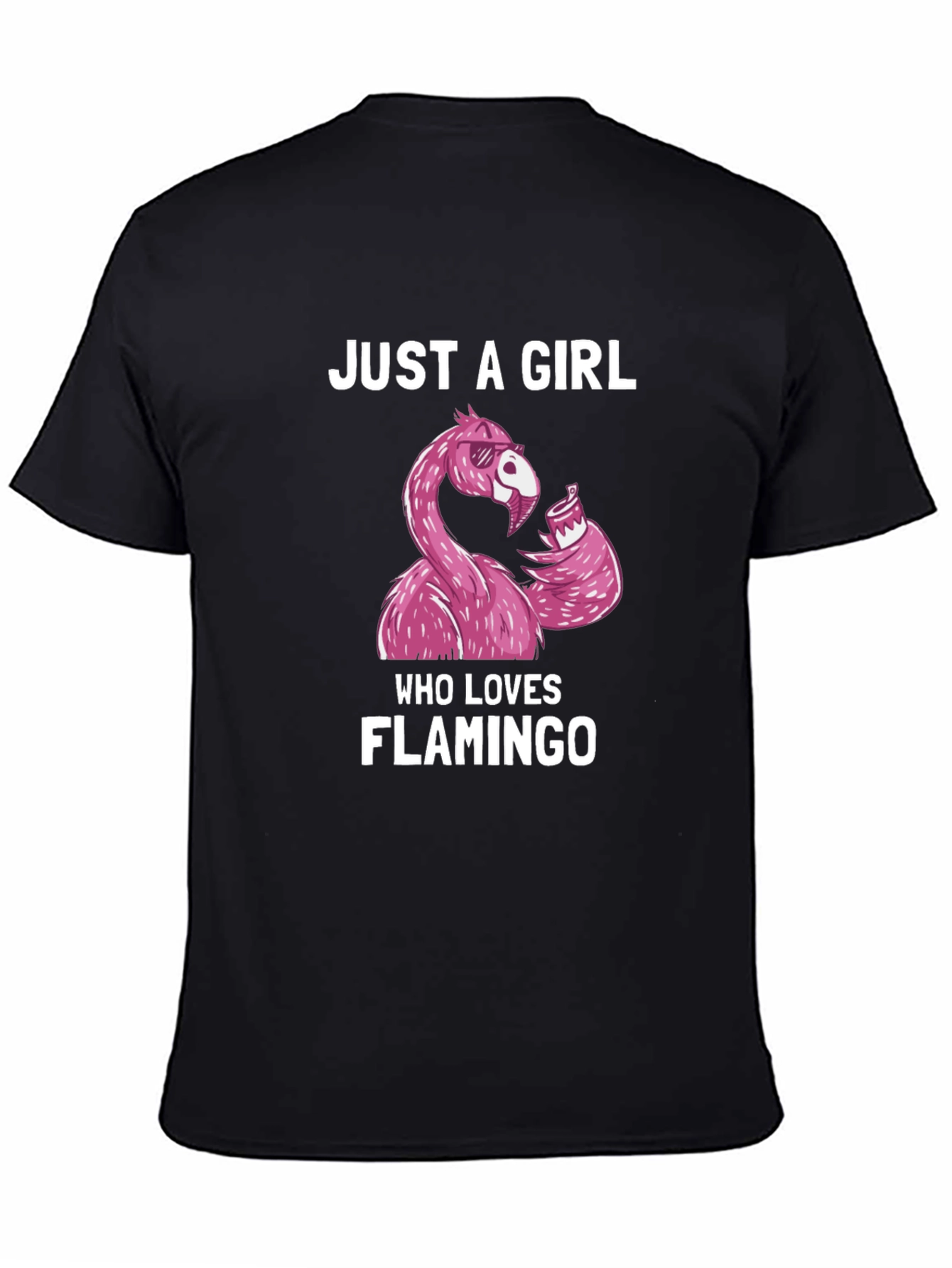 Black Just A Girl Who Loves Flamingo T-Shirt view 4