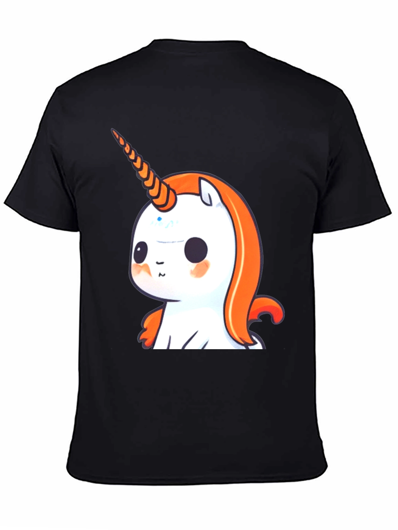 Black Cute Unicorn Graphic Tee - Black Casual T-Shirt view 4