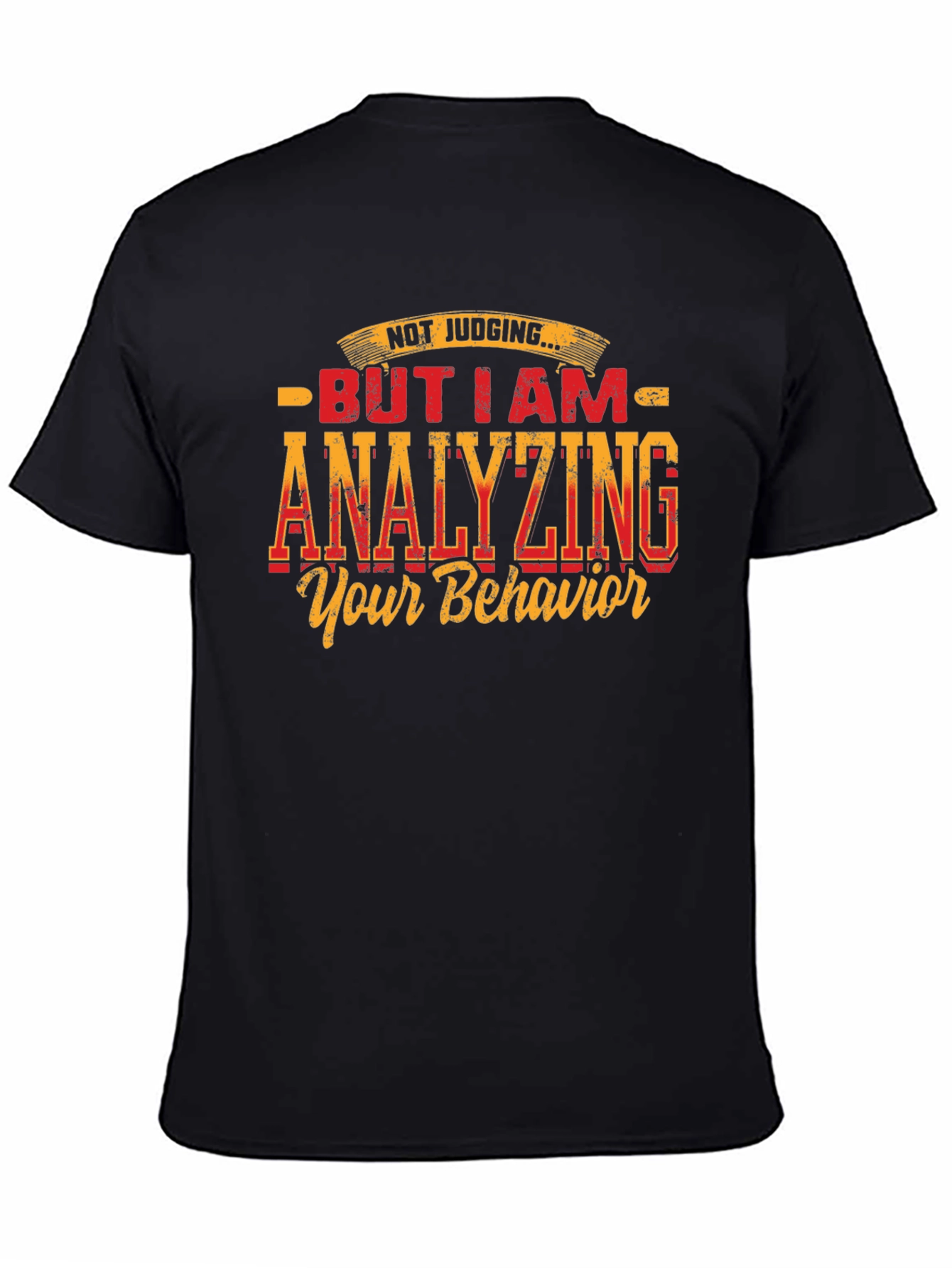 Black Analyzing Behavior Graphic Tee - Humorous Design view 4