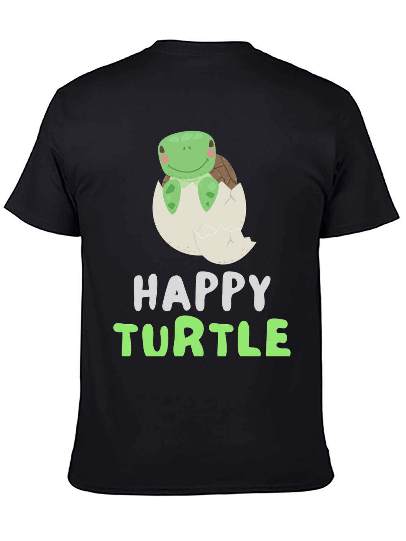 Black Happy Turtle Tee - Cute Animal Graphic T-Shirt view 4
