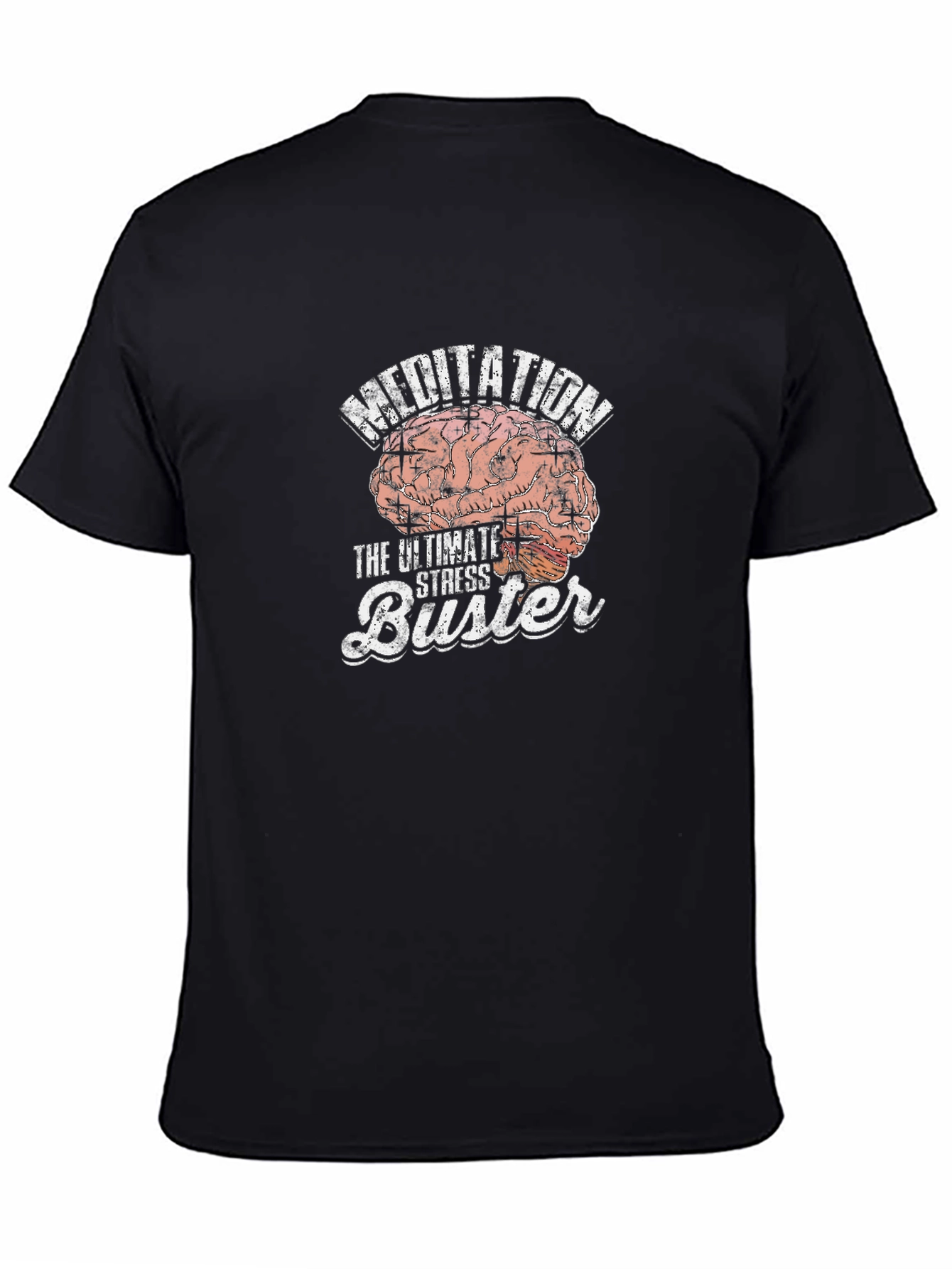Black Meditation Brain T-Shirt - Ultimate Stress Buster view 4