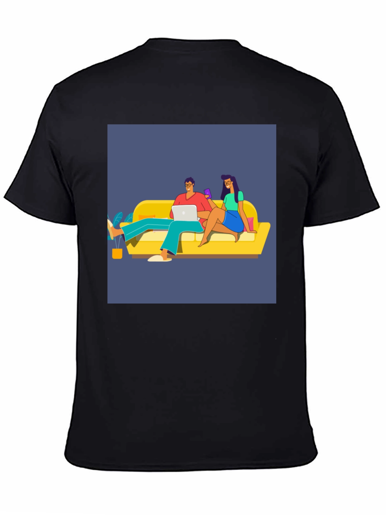 Black Relaxed Couple Graphic Tee - Trendy Casual Wear view 4