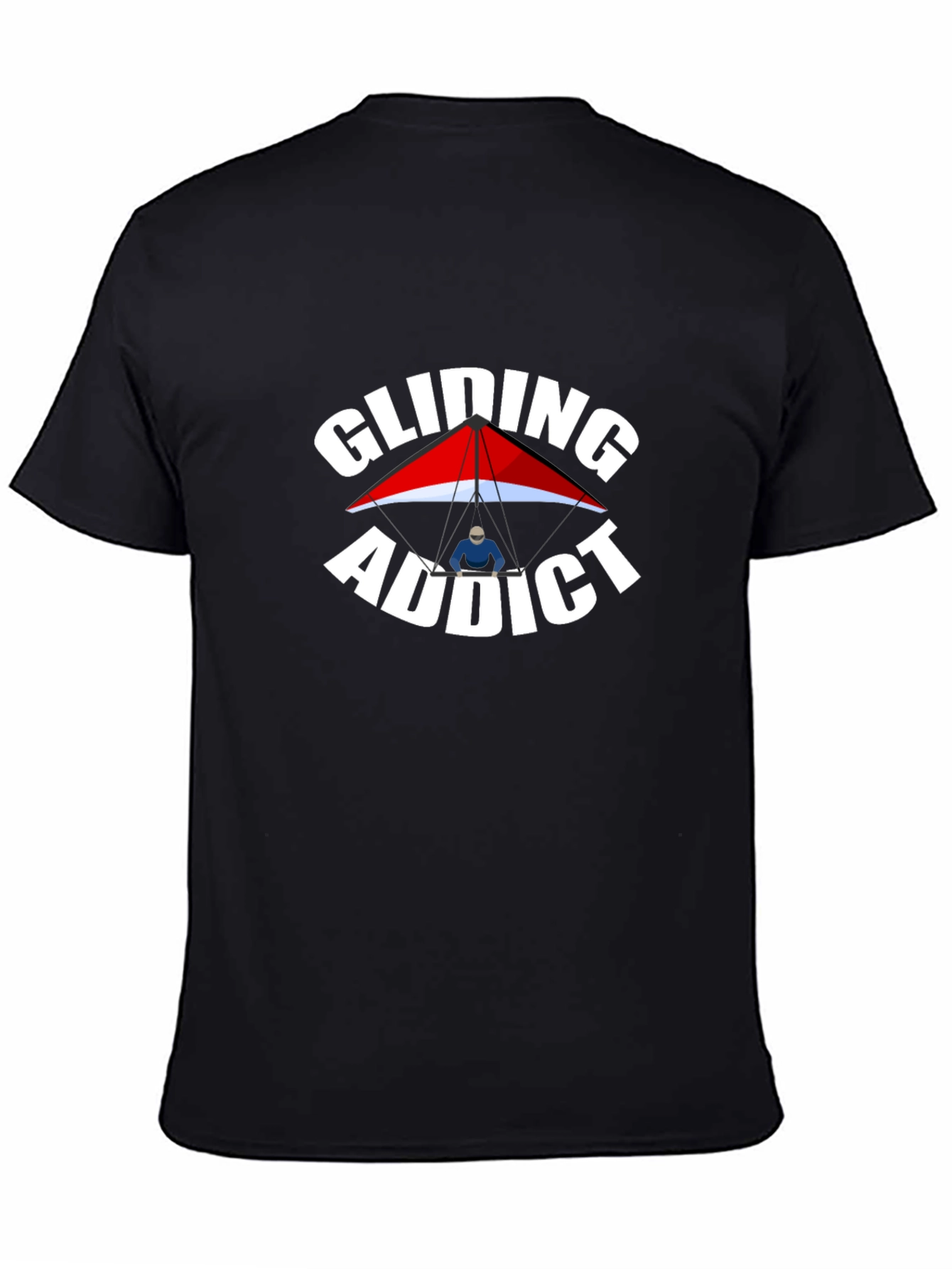 Black Gliding Addict Black T-Shirt Hang Gliding Design view 4