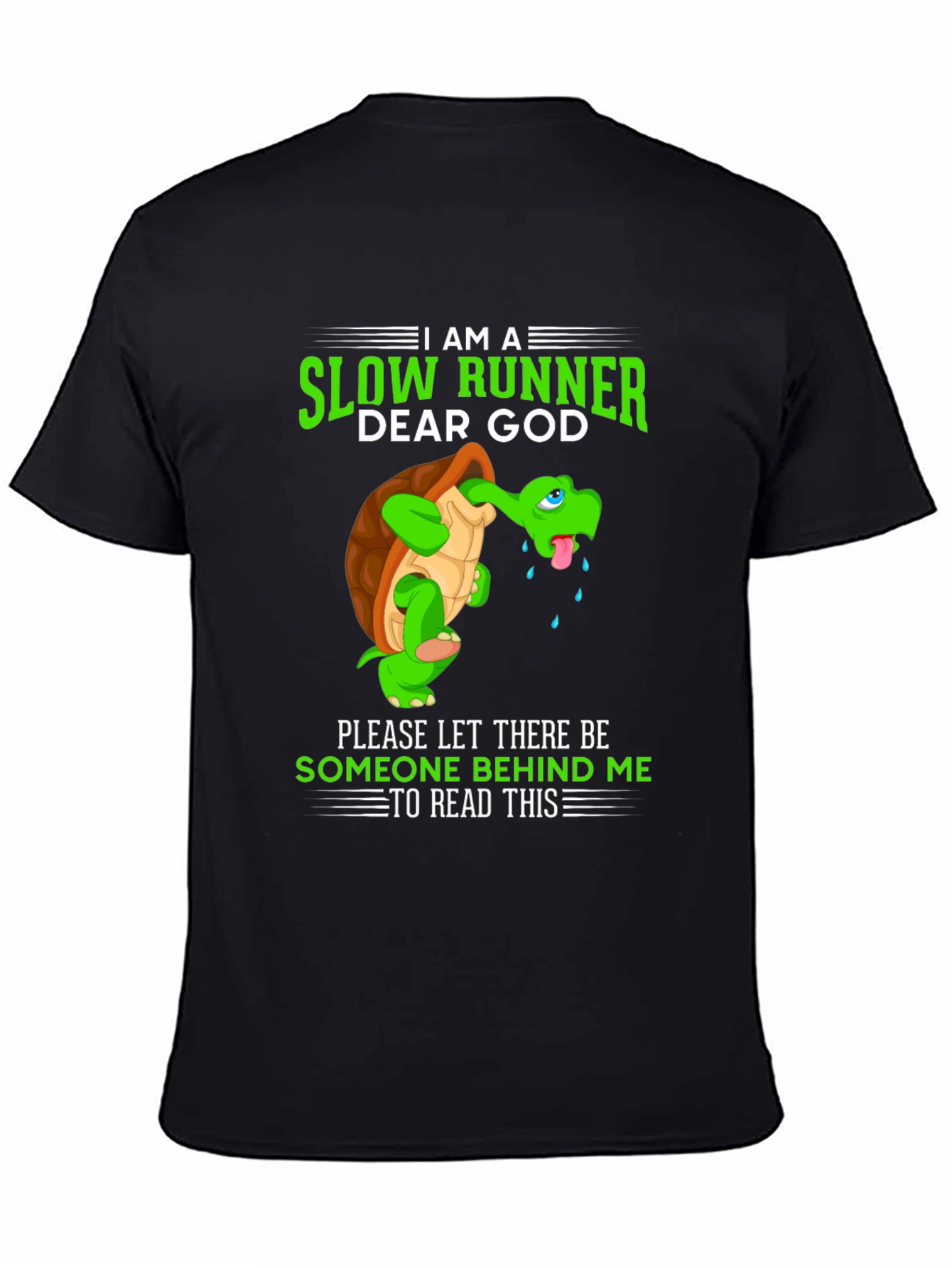 Black I am a Slow Runner T-Shirt - Funny Turtle Design view 4