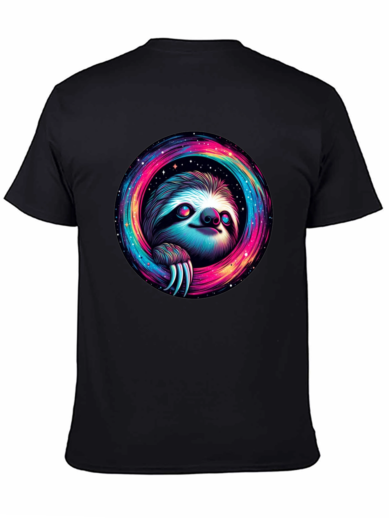 Black Cosmic Sloth Graphic Tee - Unisex Black T-Shirt view 4