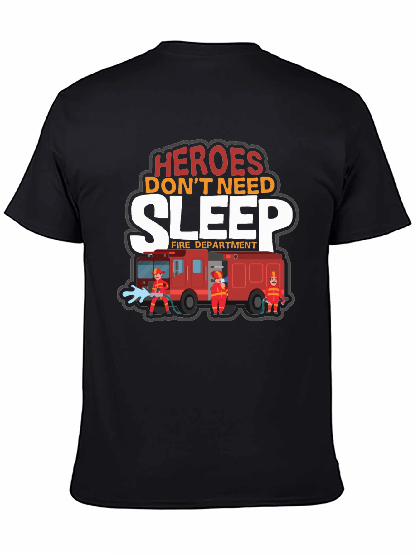 Black Heroes Don't Need Sleep Firefighter Graphic T-Shirt view 4
