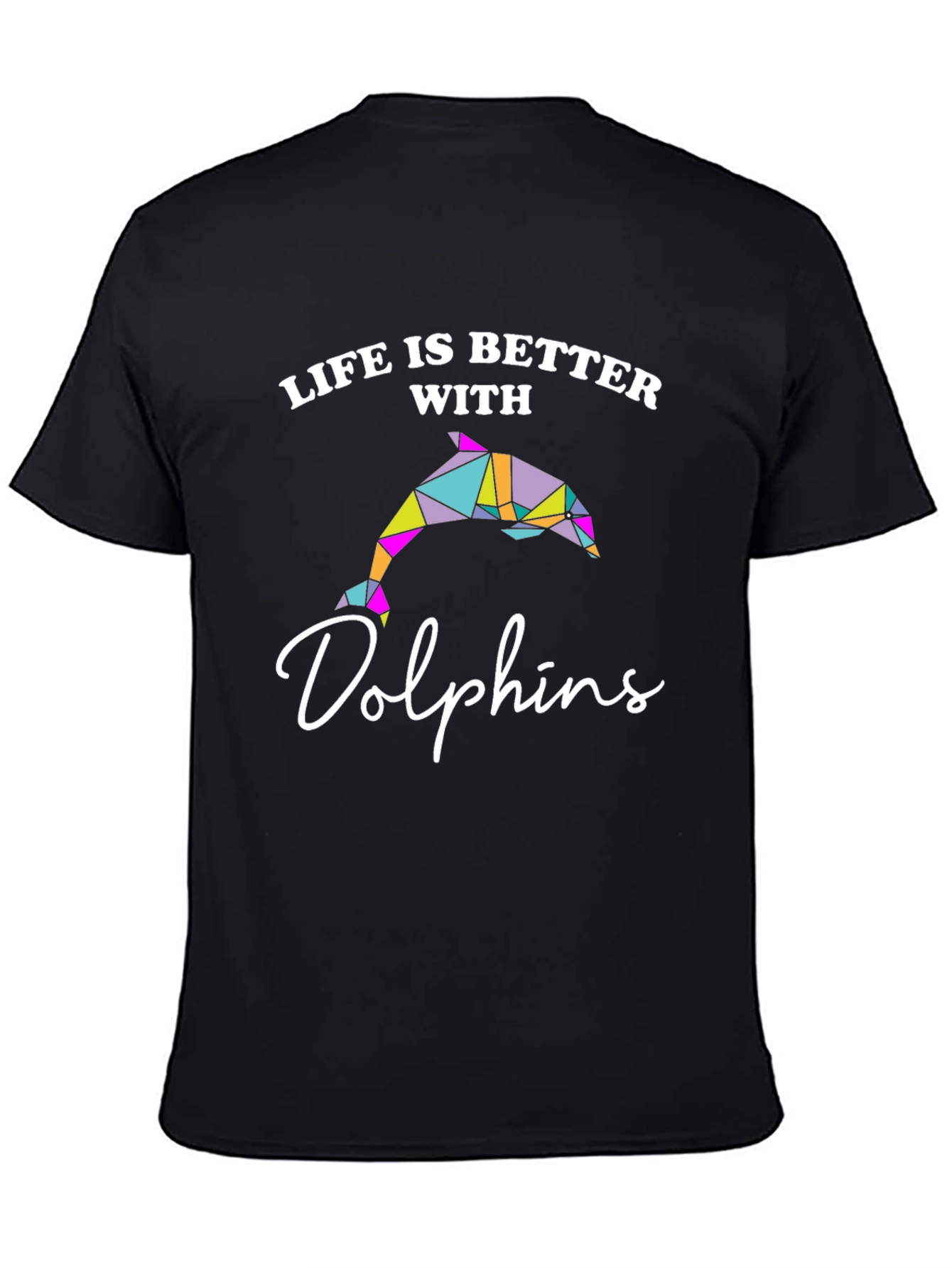 Black Life is Better with Dolphins Graphic T-Shirt view 4