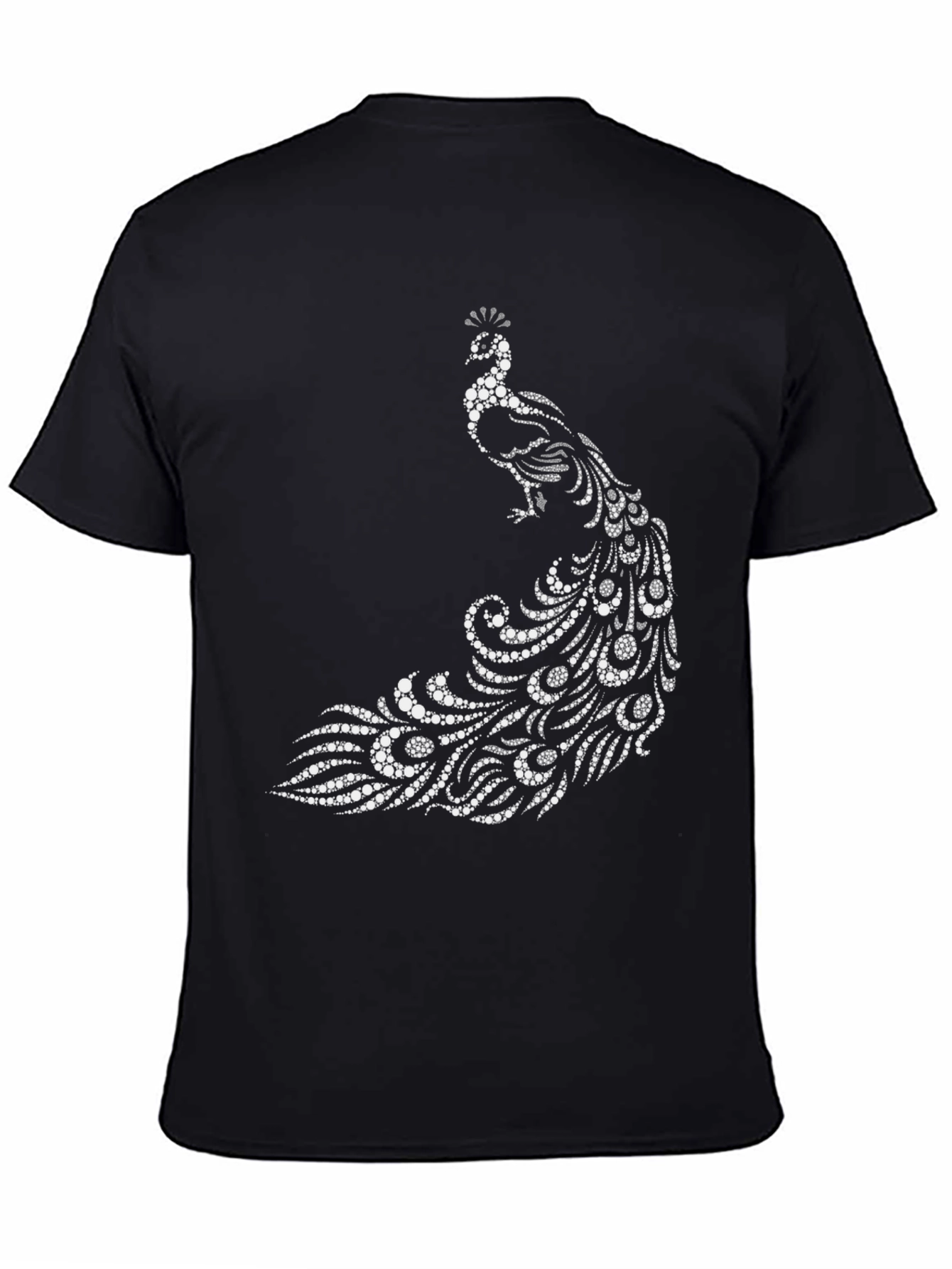 Black Peacock Graphic Tee - Stylish Black Cotton T-Shirt view 4
