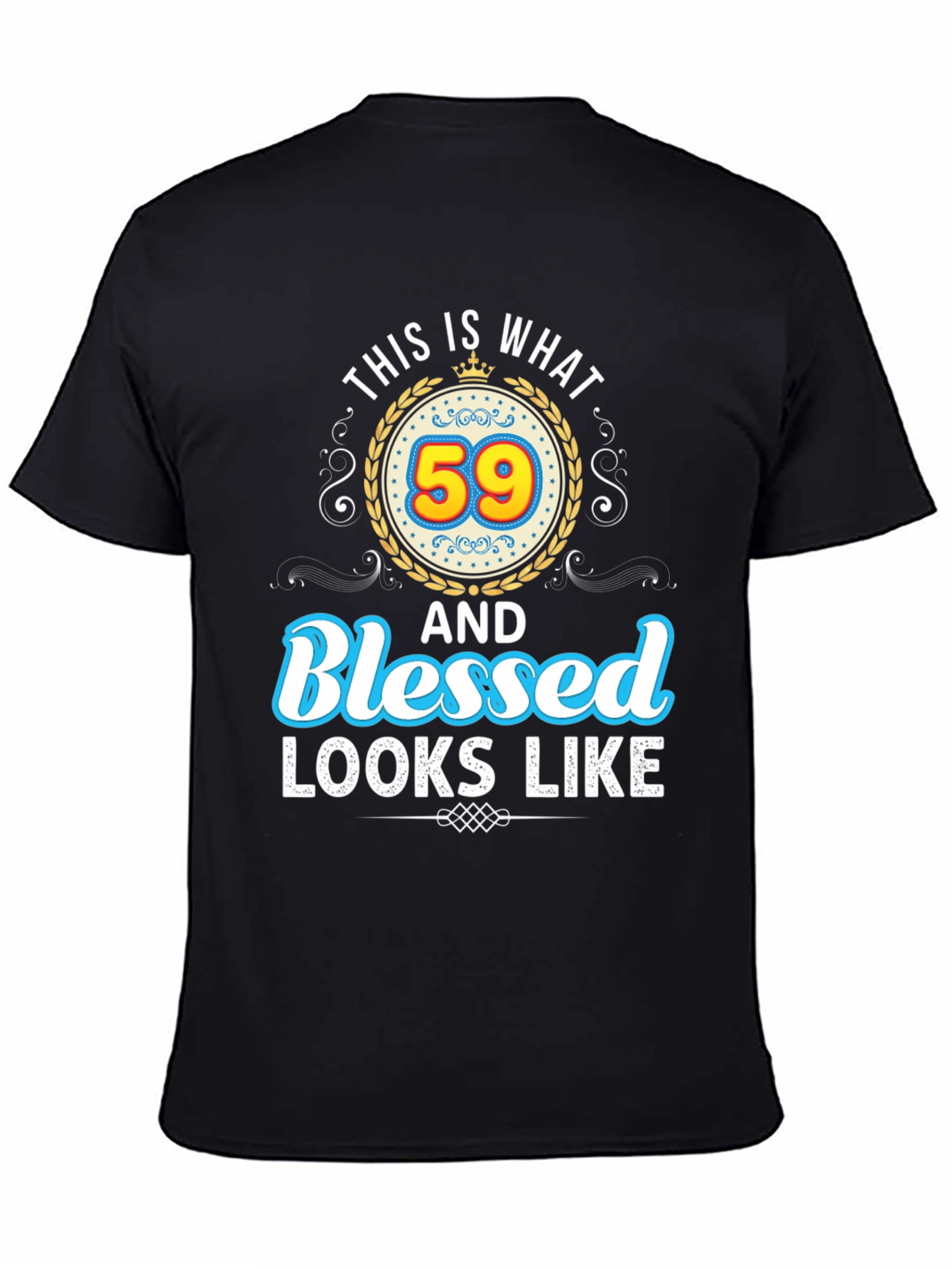 Black 59th Birthday Blessed T-Shirt view 4