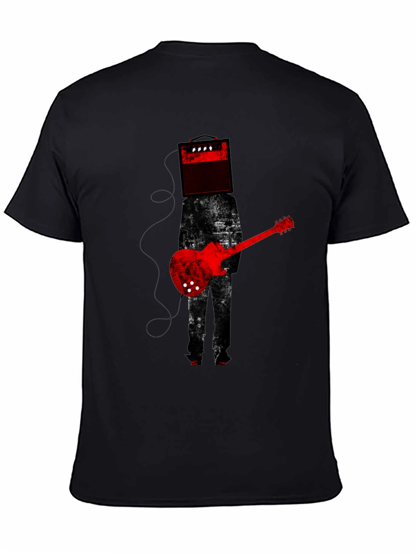Black Amplifier Head Guitar Player Graphic Tee view 4
