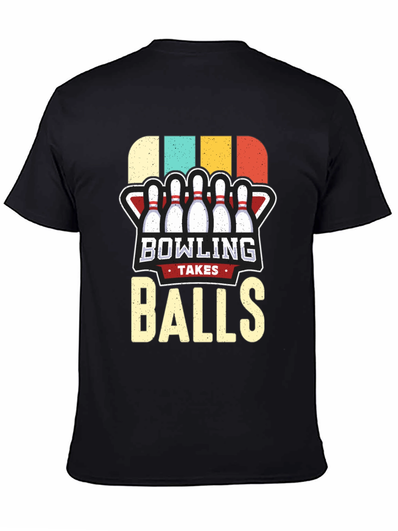 Black Bowling Takes Balls Graphic T-Shirt view 4