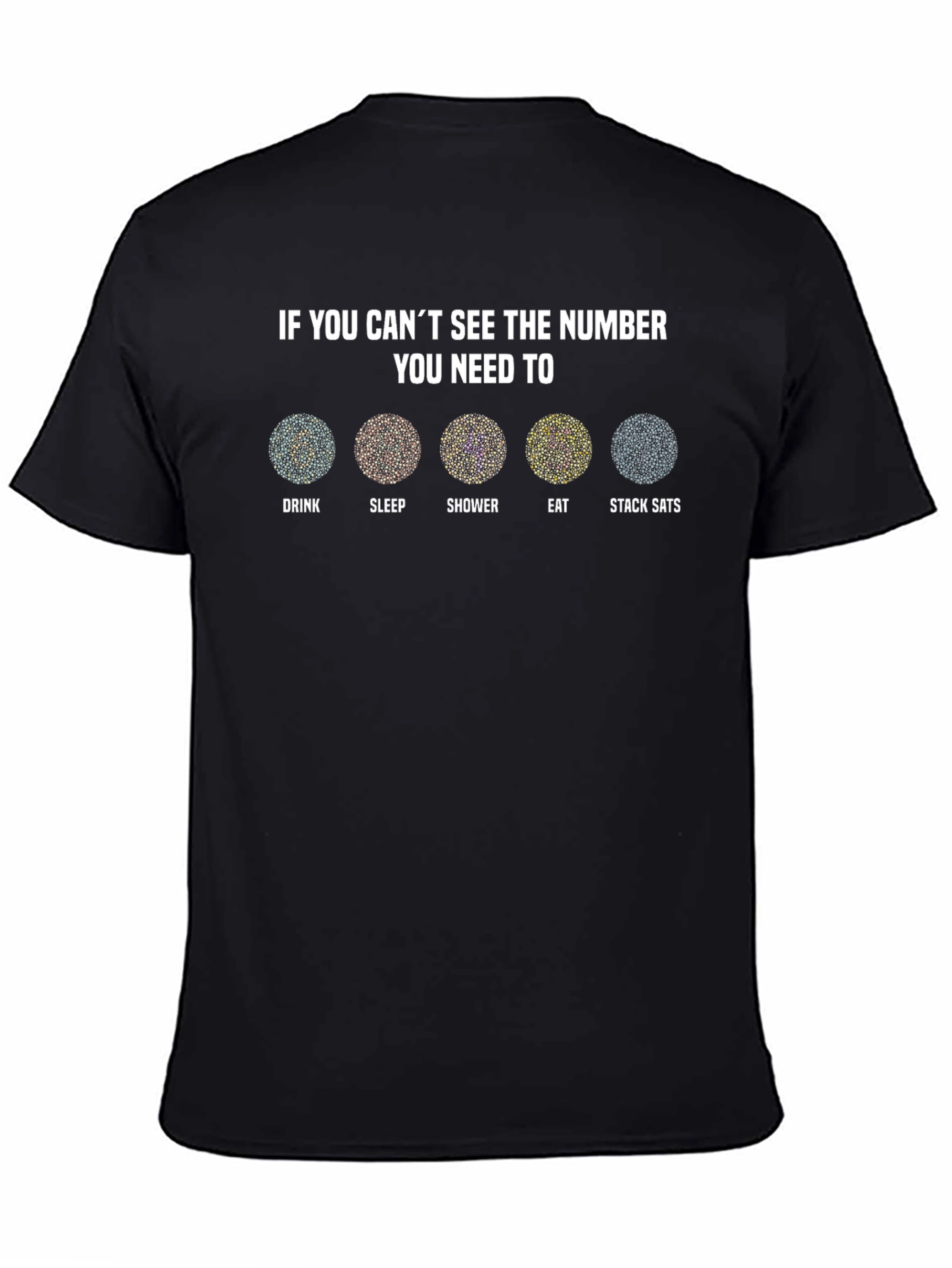 Black Color Blindness Test Funny T-Shirt view 4