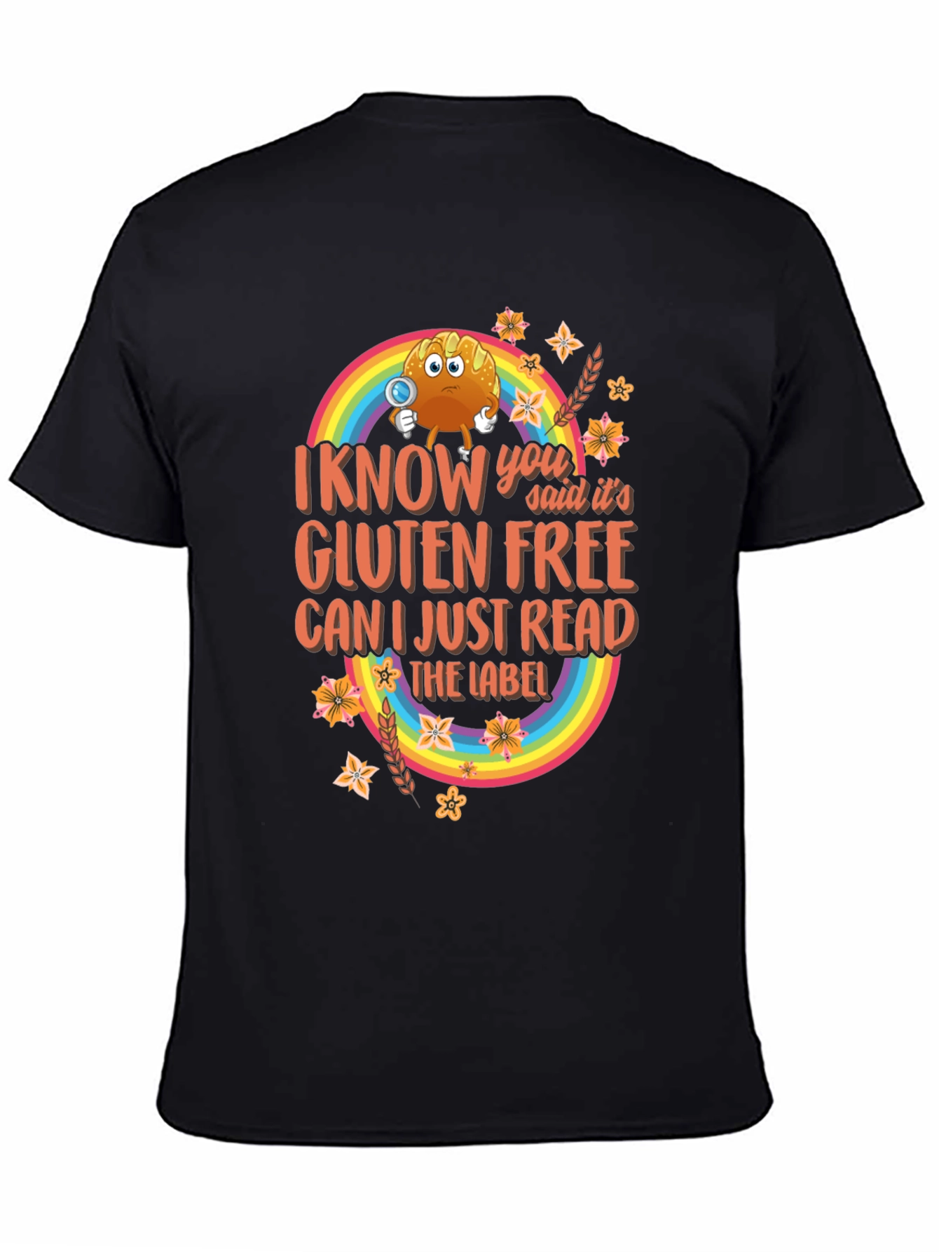 Black Gluten-Free T-Shirt: "Can I Just Read the Label?" view 4