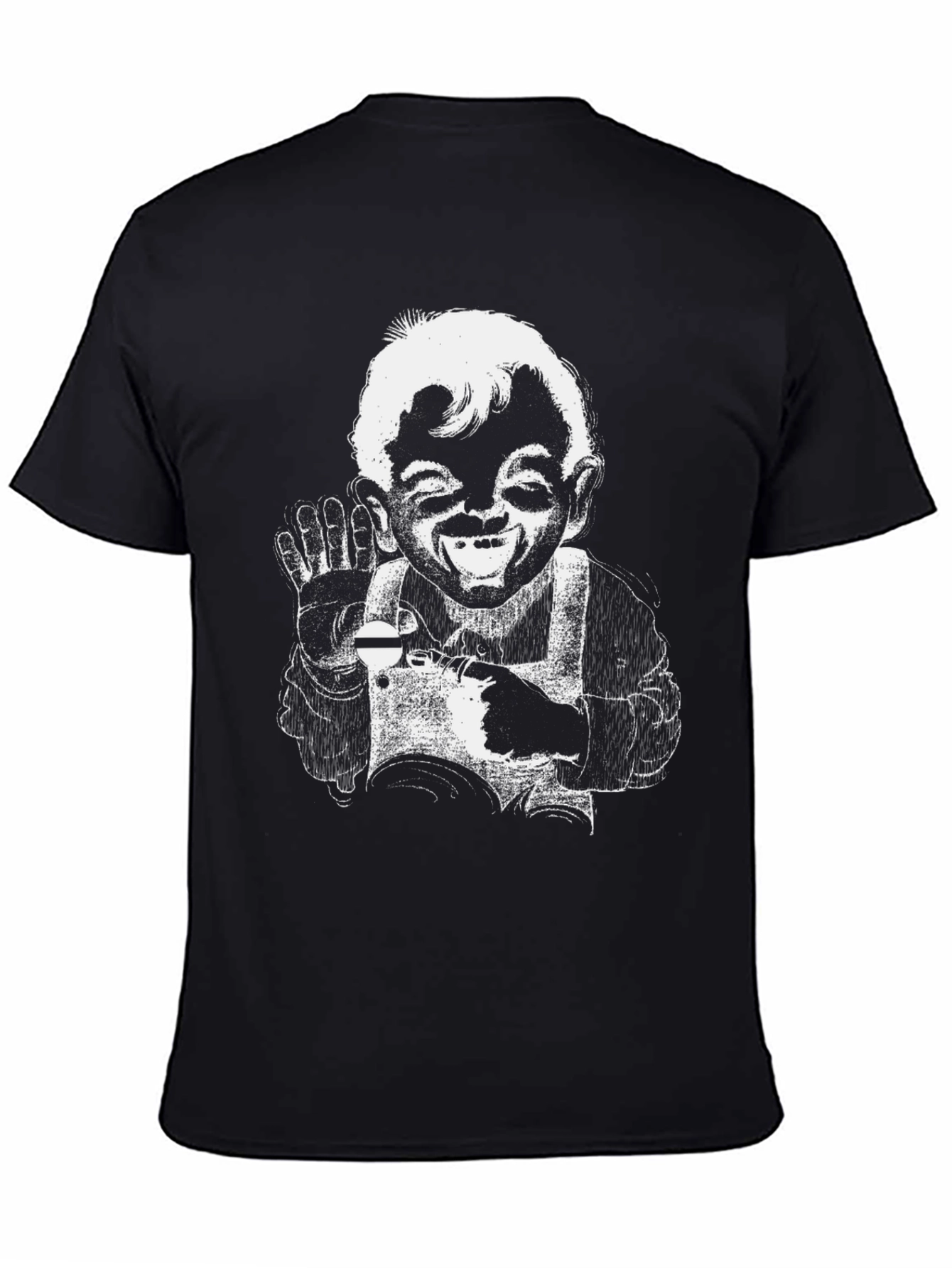 Black Retro Cartoon Graphic Black T-Shirt view 4