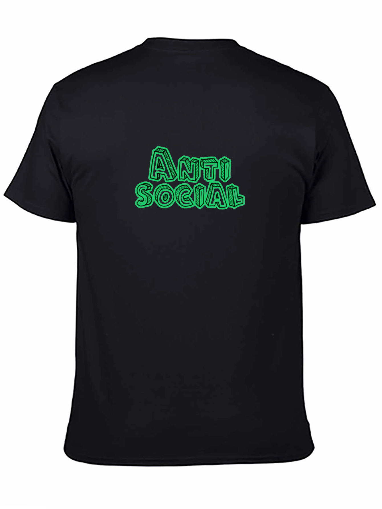 Black Anti Social Green Text Black T-Shirt view 4