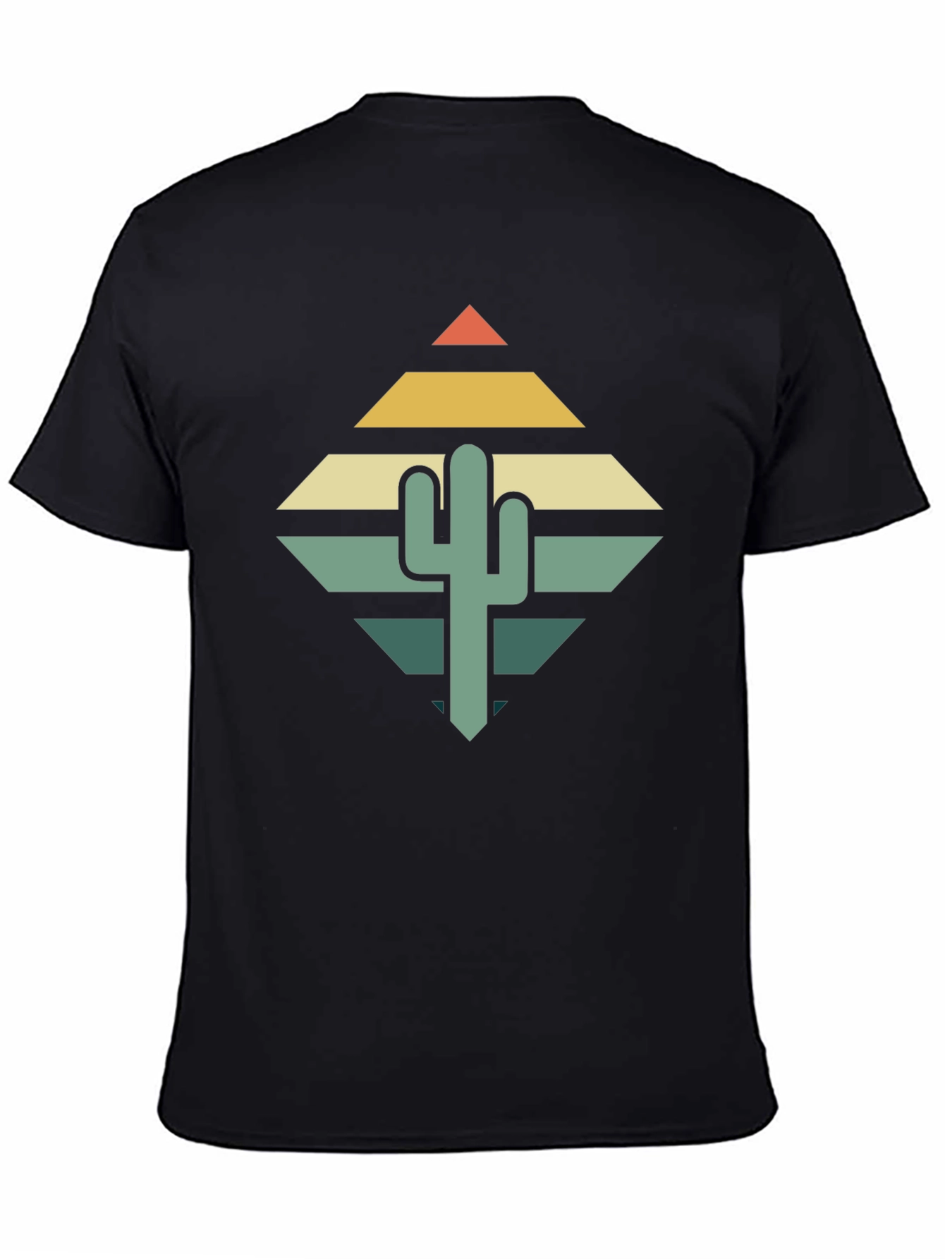 Black Retro Cactus Graphic Tee - Desert Vibes T-Shirt view 4
