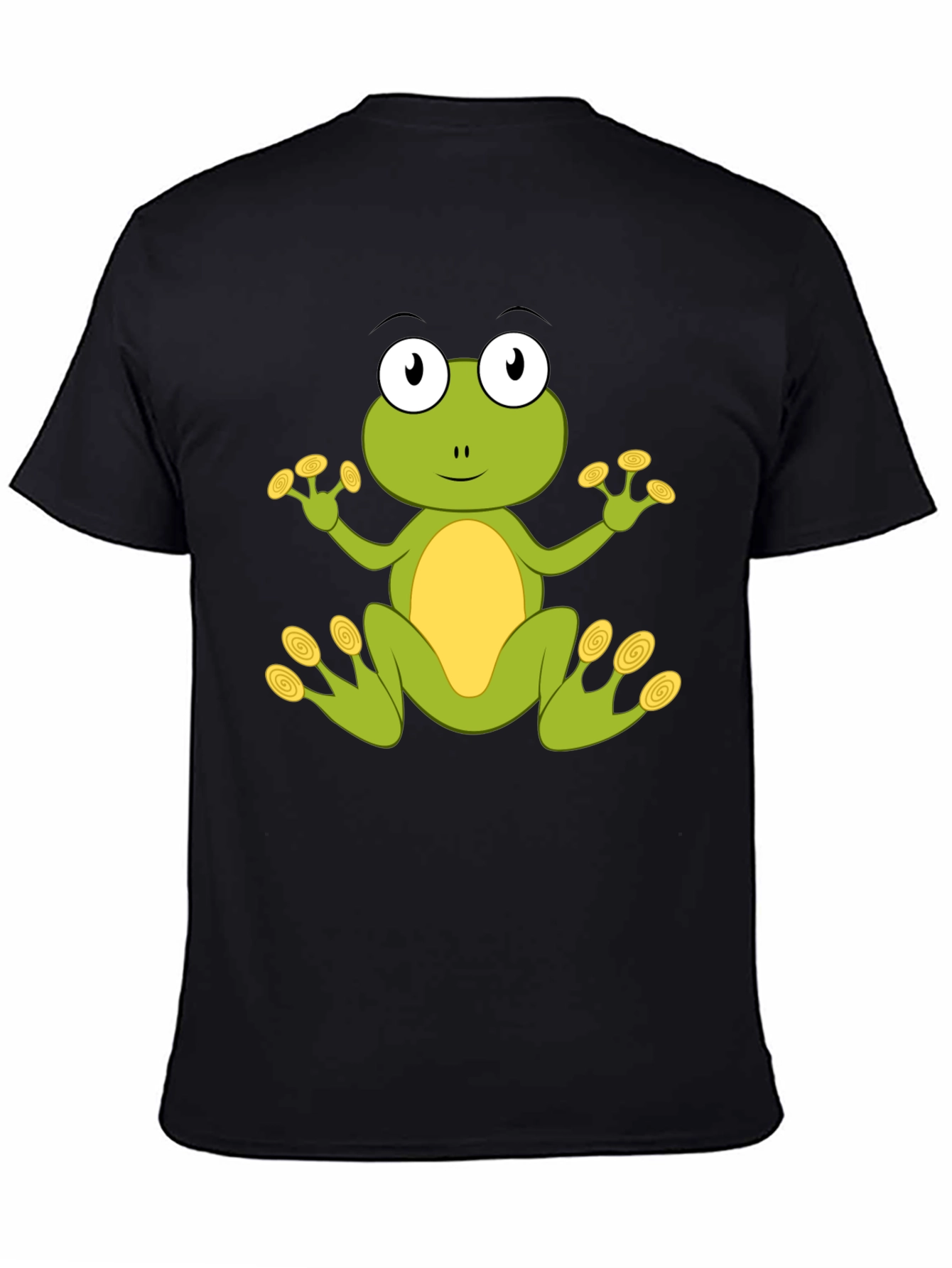 Black Cute Frog Graphic T-Shirt - Black Cotton Blend view 4