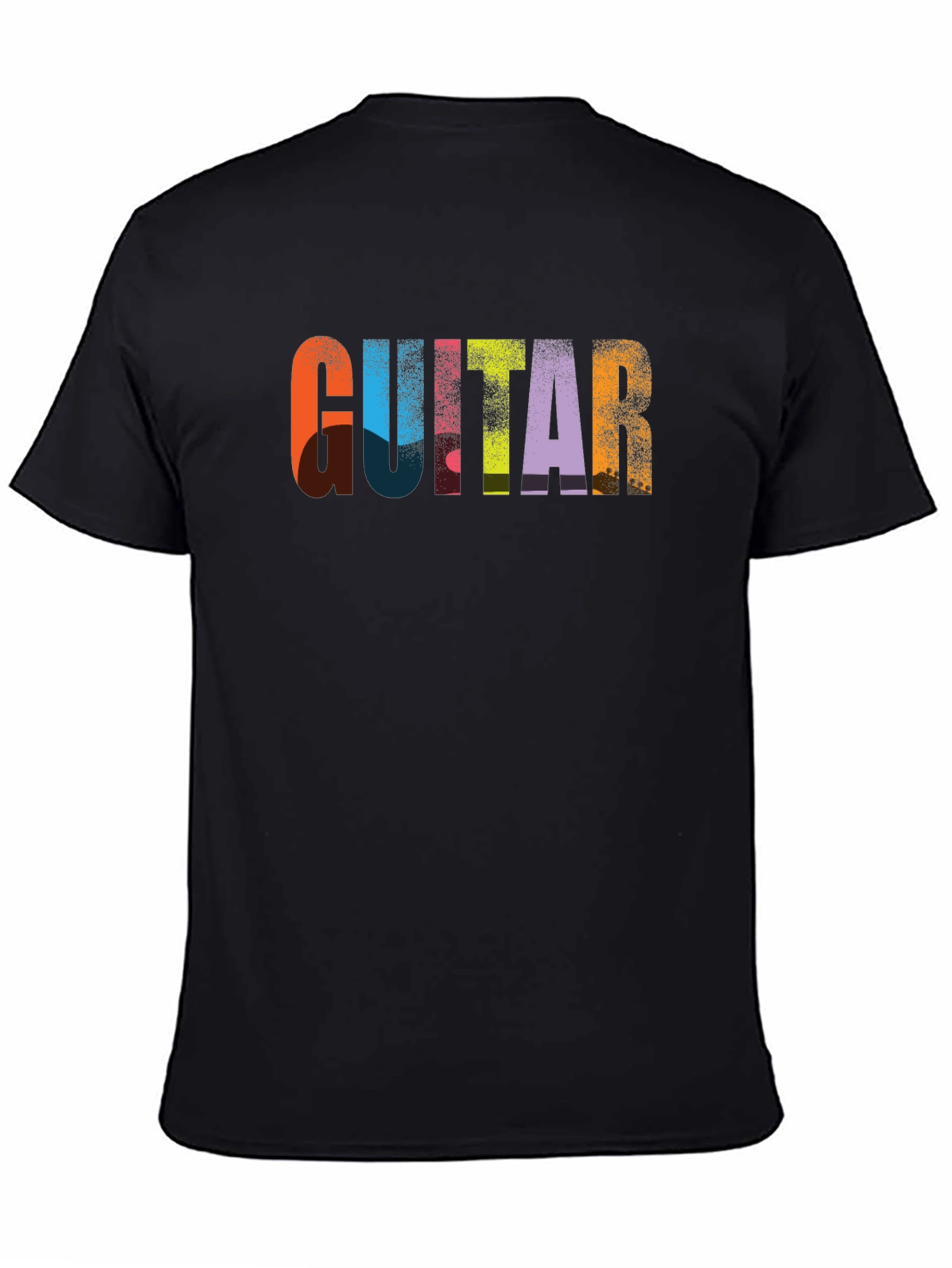 Black Colorful Guitar Graphic Tee - Soft Cotton Blend view 4